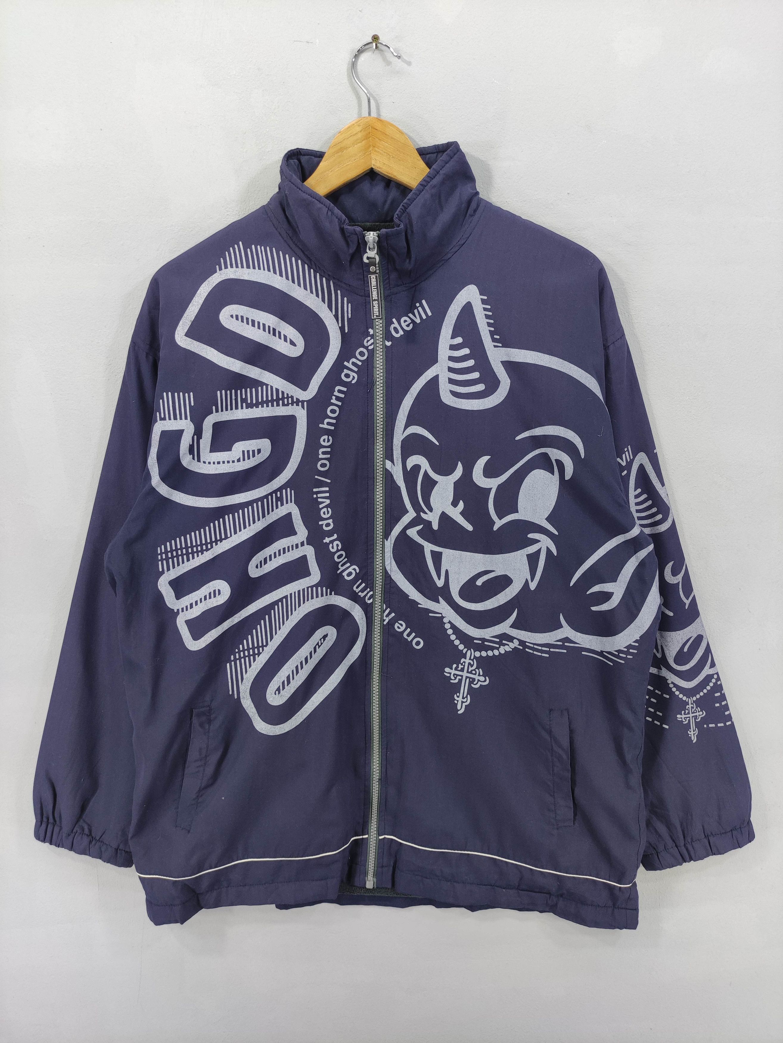 Japanese Brand Vintage One Horn Ghost Devil Jacket Lined Fleece Zipper Size US L / EU 52-54 / 3 - 1 Thumbnail