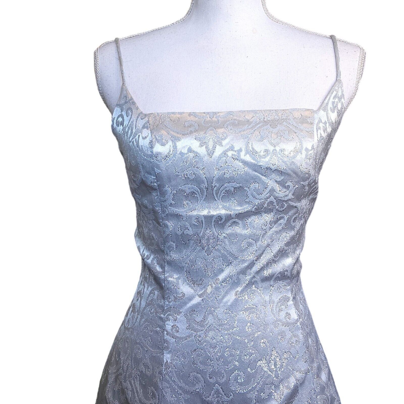Vintage Y2K 2000s Sz 2 4 Silver Prom Dress Formal Gown Laceup Back P Size XS / US 0-2 / IT 36-38 - 5 Thumbnail