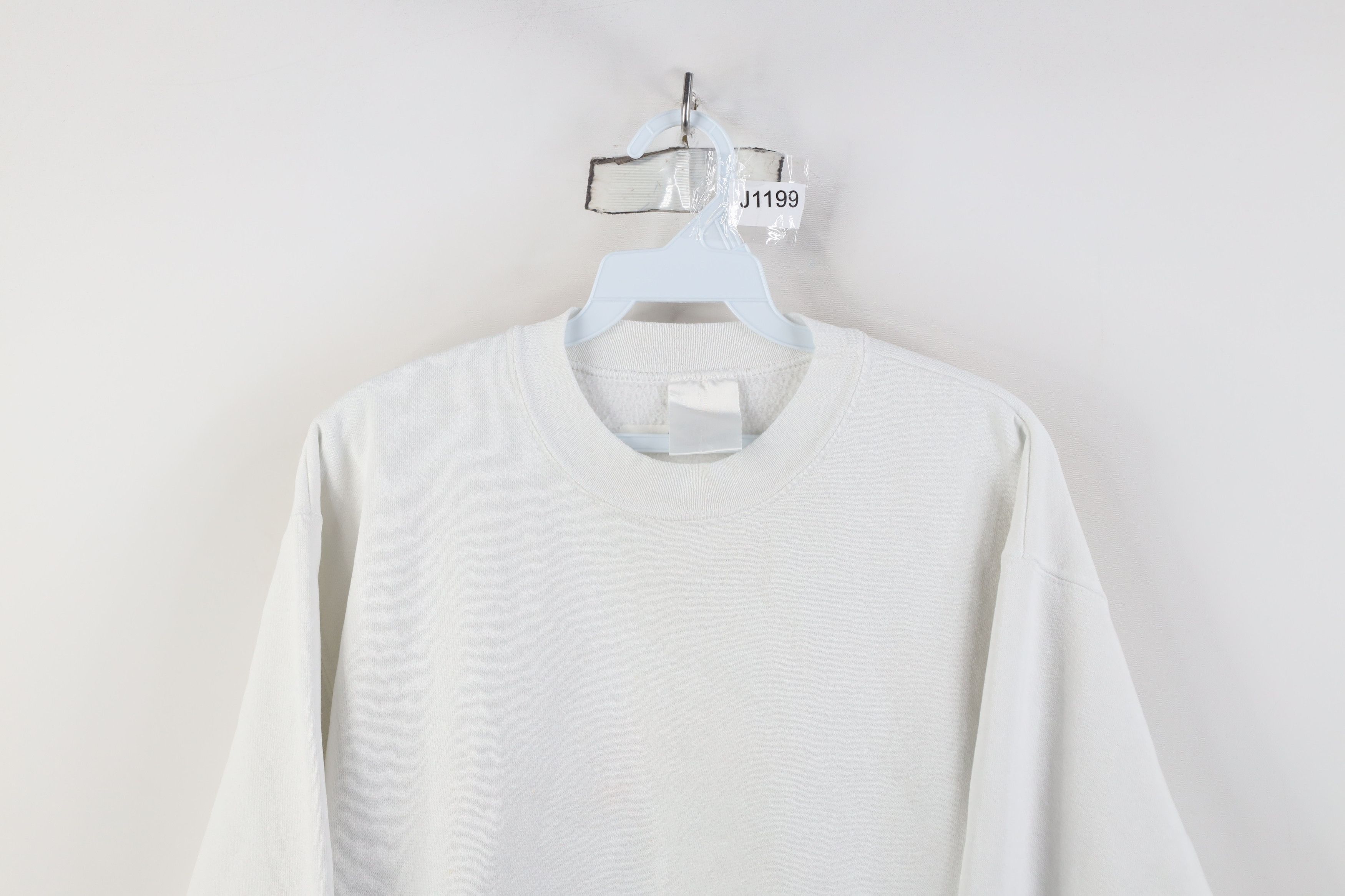 Vintage Vintage 90s Streetwear Blank Crewneck Sweatshirt White Size L / US 10 / IT 46 - 2 Thumbnail