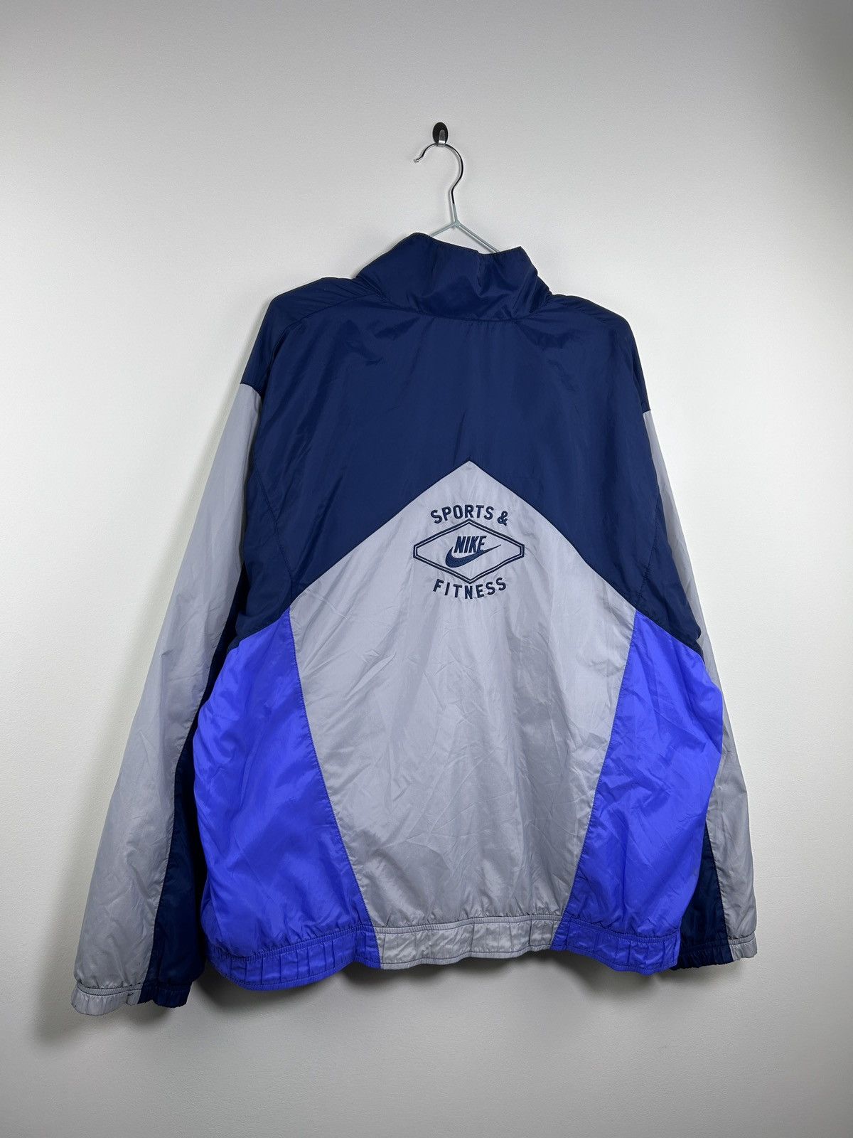 Pre-owned Nike X Vintage Nike Vintage Y2k Grey Blue Track Top Jacket Swoosh Logo In Blue/navy