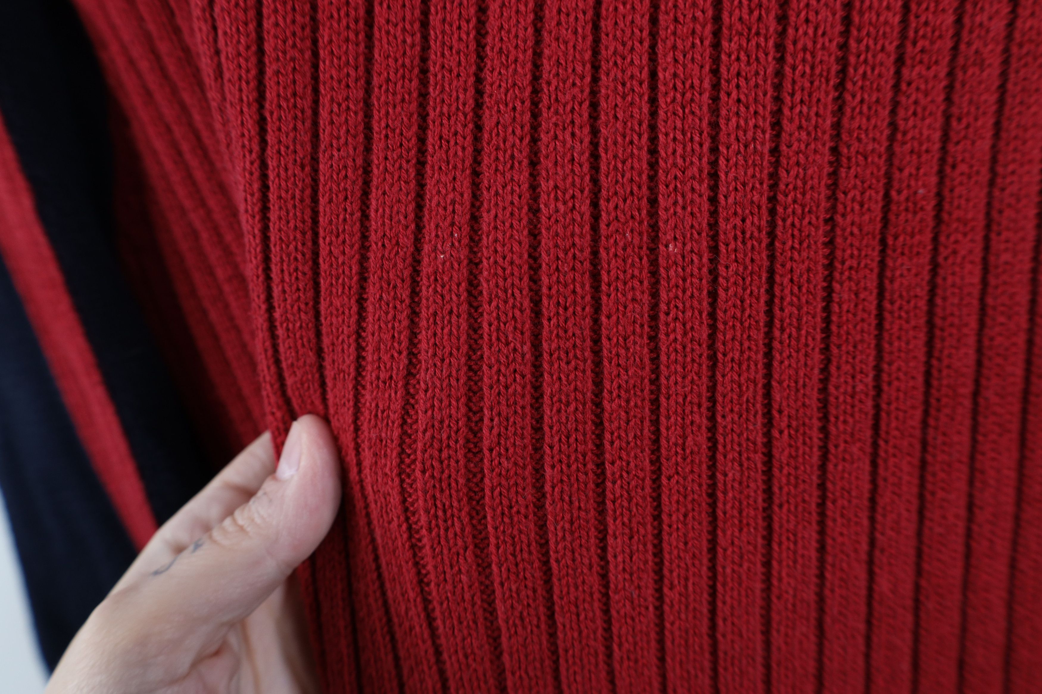 Nautica × Vintage Vintage 90s Nautica Ribbed Half Zip Pullover Sweater Red Size US XL / EU 56 / 4 - 5 Thumbnail