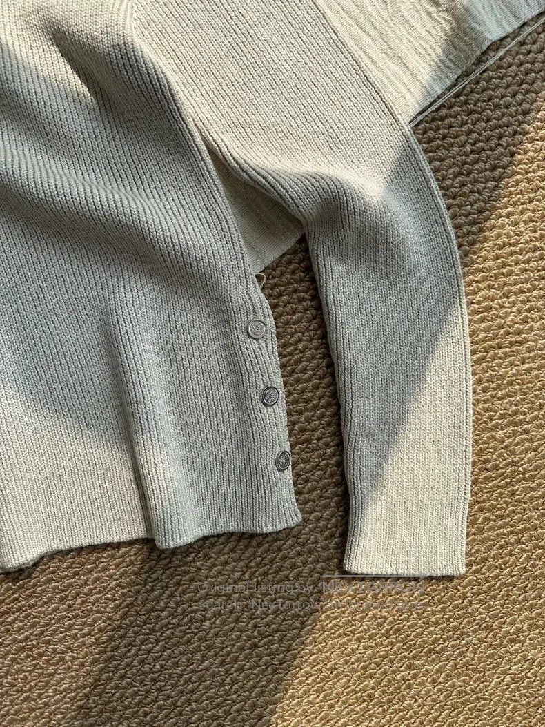 Hermes Hermes Margiela Era Silk Slim Fit Knit Top - Beige Gray Size M / US 6-8 / IT 42-44 - 3 Thumbnail
