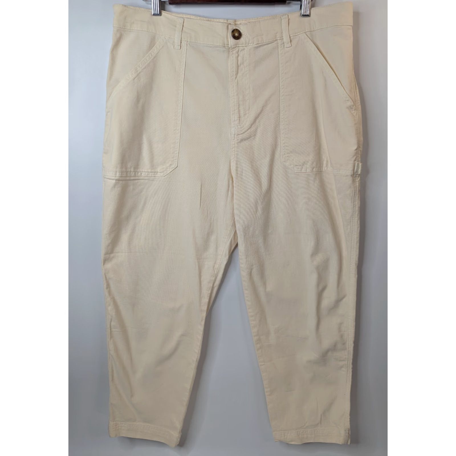 Marine Layer Marine Layer Maya Utility Pants Women’s 14 Carpenter Cotton Stretch Beige Slim Straight Pockets Zipper Logo 14934 Size 36" / US 14 / IT 50 - 2 Thumbnail