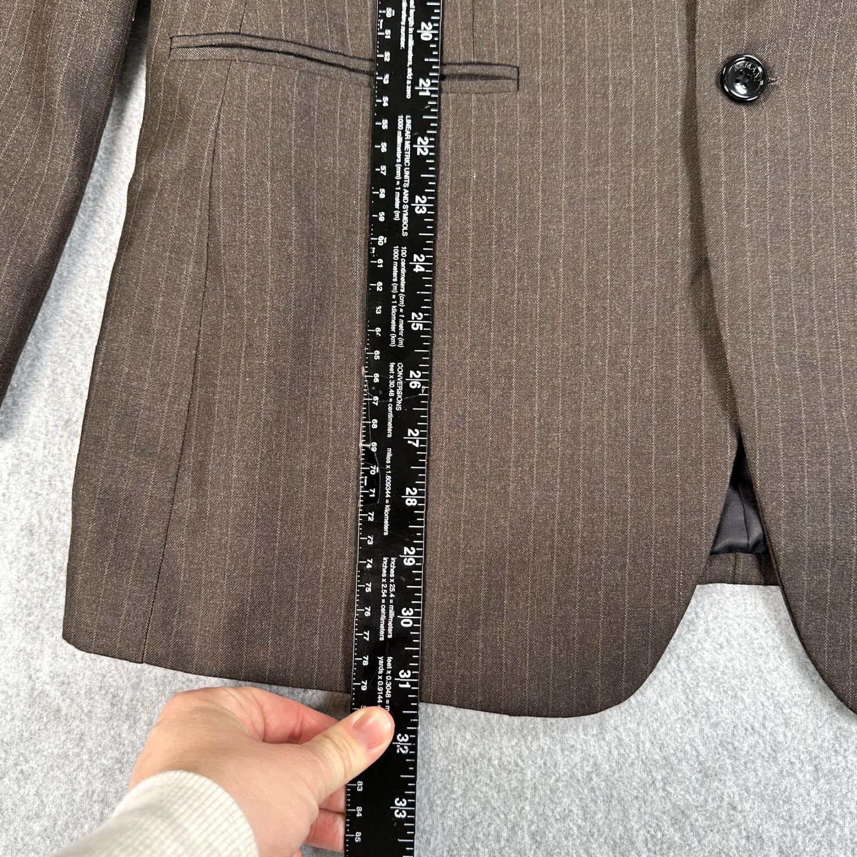 Giorgio Armani Giorgio Armani Blazer Sport Coat Men 52 Brown Pinstripe Two-Button Notch Lapel Wool Polyester Regular Suit Jacket Business Formal Wedding Size 52R - 3 Thumbnail