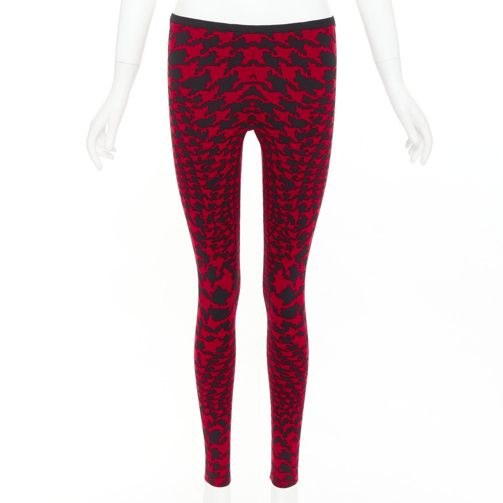 Alexander McQueen ALEXANDER MCQUEEN Vintage 2009 Horn Plenty red black houndstooth wool knit leggings XS Size 27" / US 4 / IT 40 - 1 Thumbnail