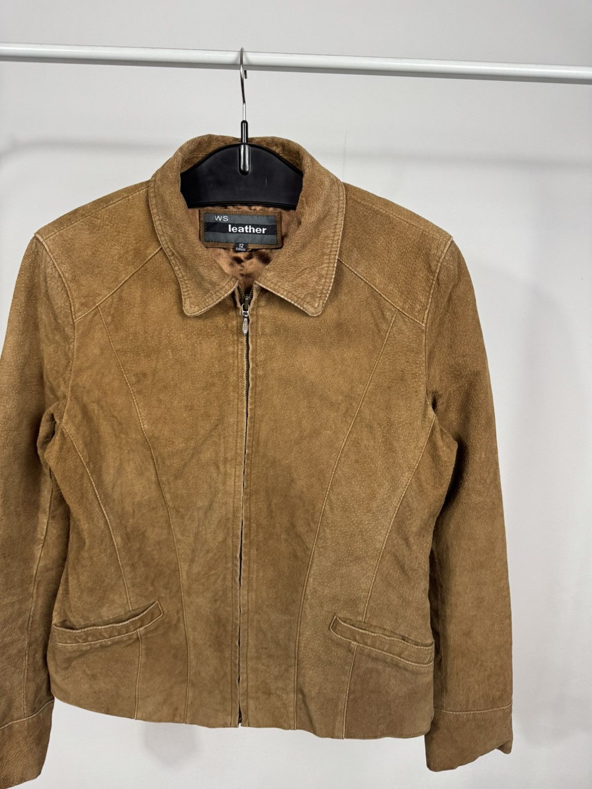 Other Vintage Women’s Brown Suede Leather Jacket Zip Up Short Y2K Size M / US 6-8 / IT 42-44 - 3 Thumbnail