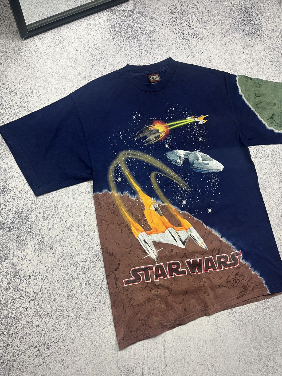 Star Wars × Vintage Vintage 90’s Star Wars Episode 1 Overprint Tie Dye T Shirt Size US L / EU 52-54 / 3 - 4 Thumbnail