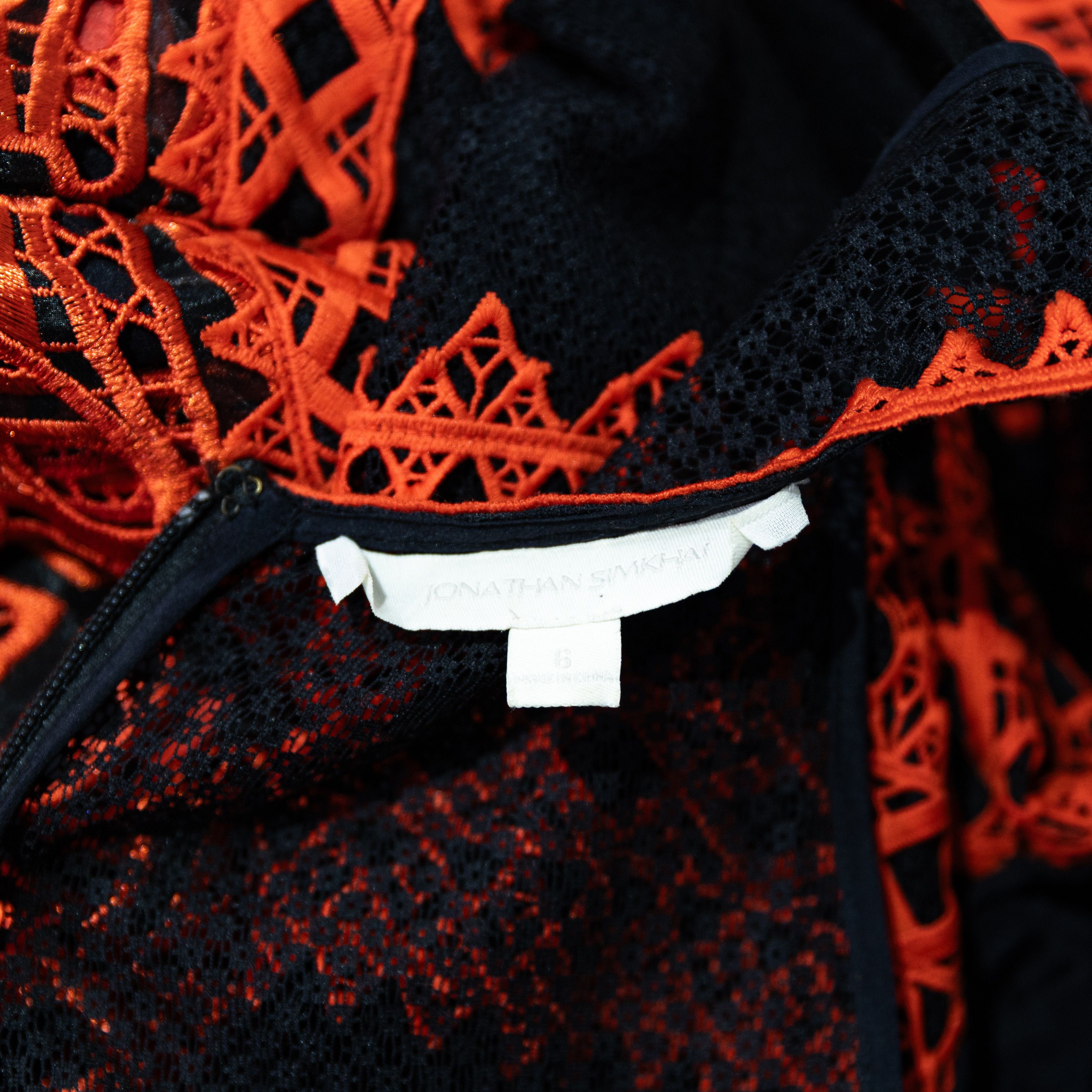 Jonathan Simkhai Jonathan Simkhai Red Black Lace Semi Sheer Size M / US 6-8 / IT 42-44 - 3 Thumbnail