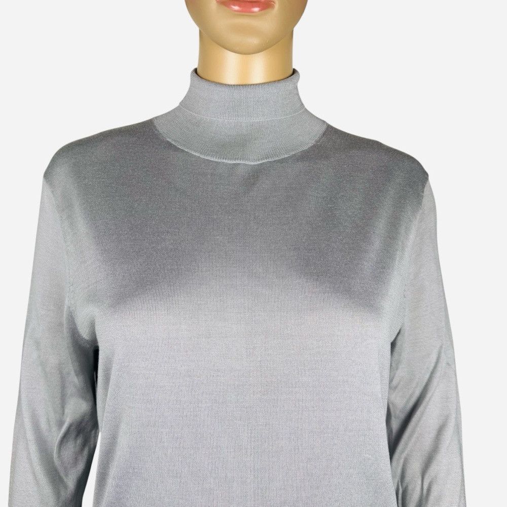 M.M.LaFleur M.M.LaFleur The Elizabeth Silk Jersey Grey Turtleneck Sweat Size L / US 10 / IT 46 - 9 Thumbnail