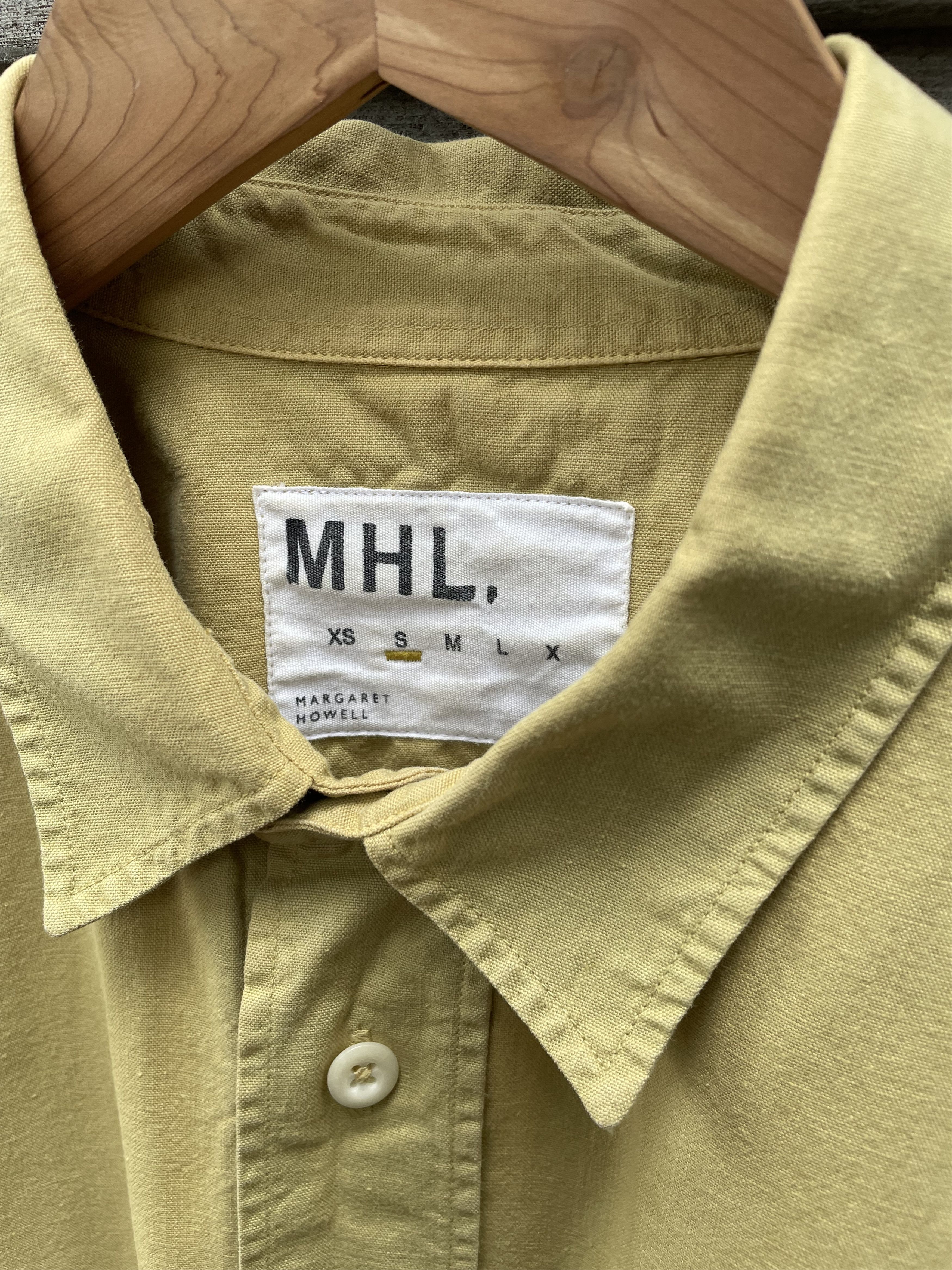 Margaret Howell MHL Chartreuse Green Cotton Canvas Shirt Size US S / EU 44-46 / 1 - 3 Thumbnail