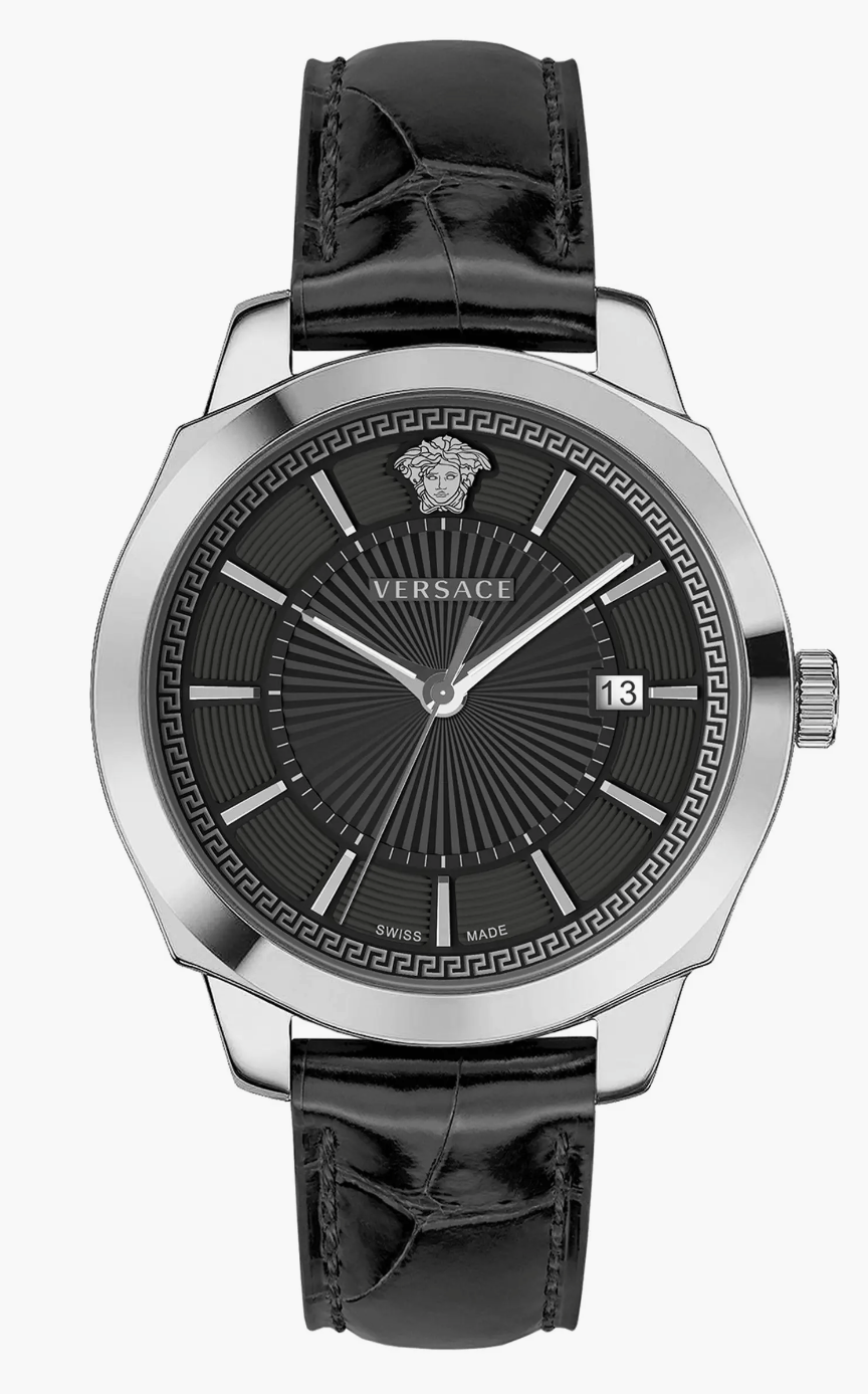 Versace VERSACE Icon Leather Strap Watch Black/Stainless Steel 42mm Size ONE SIZE - 5 Thumbnail