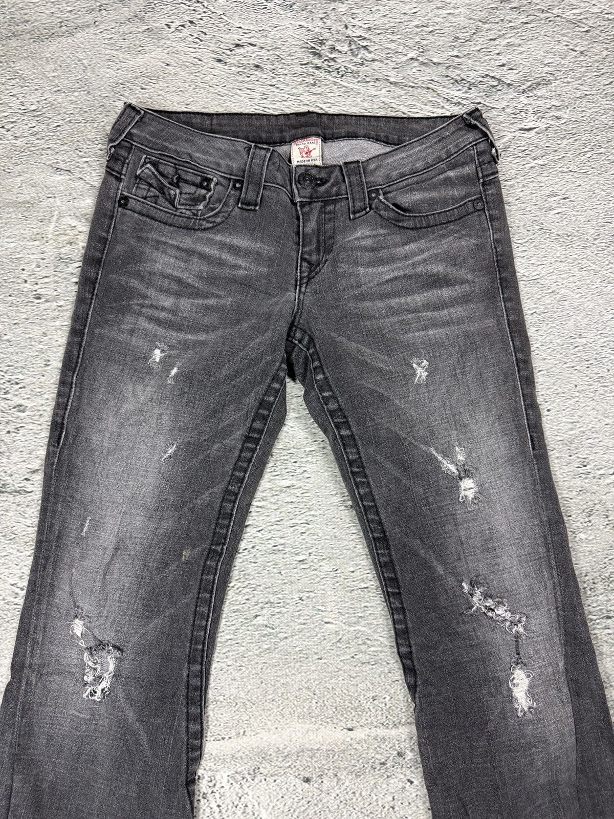 True Religion True Religion jeans grey black thick stitching Joey flared Size 29" - 4 Thumbnail