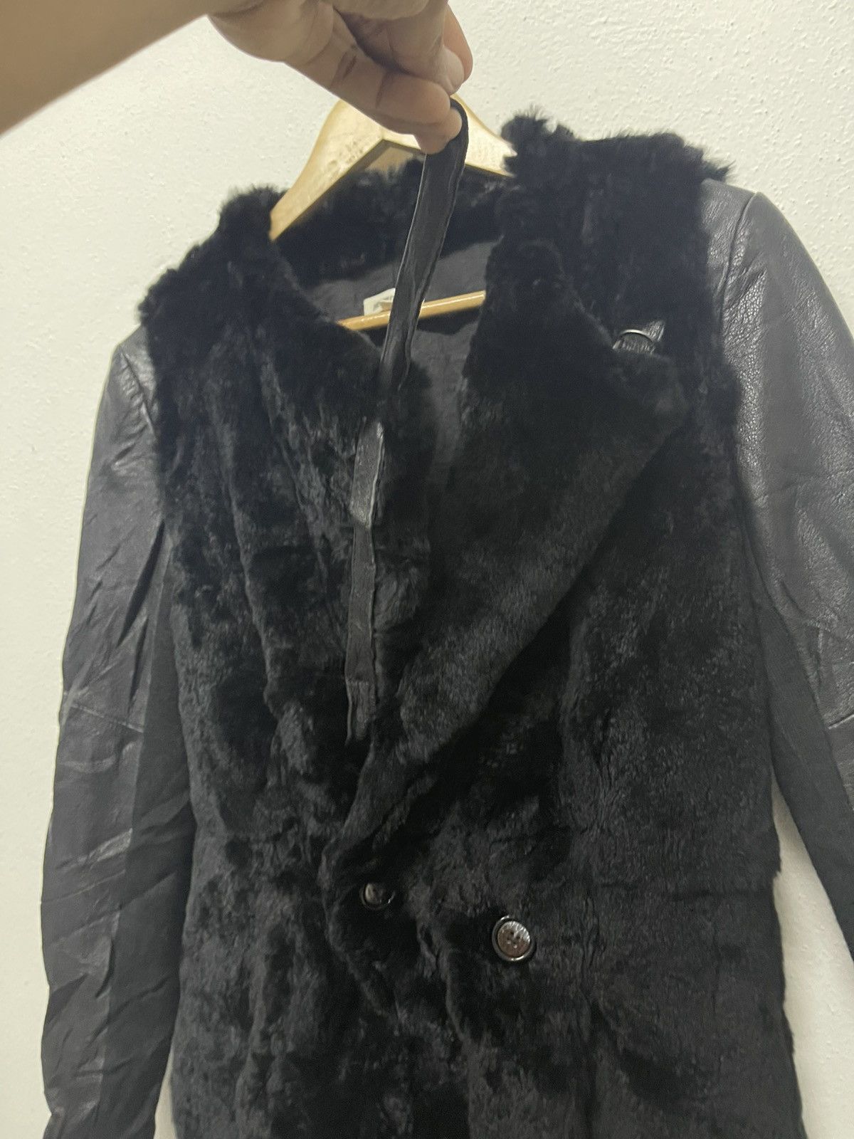 Helmut Lang HELMUT LANG GOAT LEATHER MIX FUR RABBIT JACKET ASYMMETRICAL Size S / US 4 / IT 40 - 9 Thumbnail