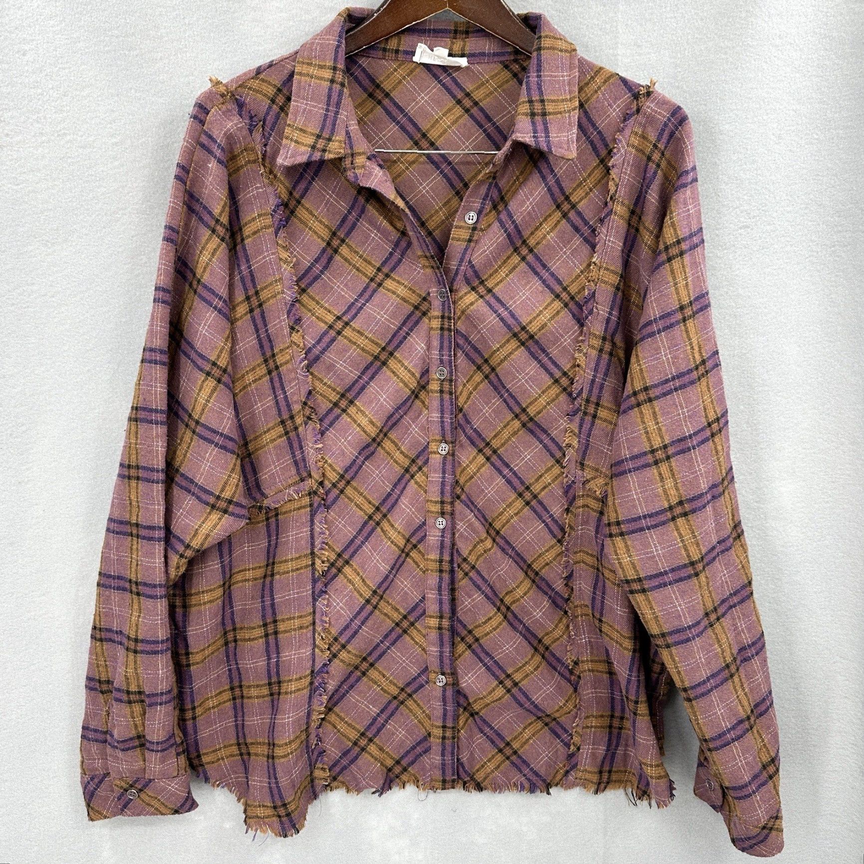 Vintage Heyson Flannel Shirt Womens Large Purple Plaid Button-Up Long Sleeve Dolman Business Casual Size L / US 10 / IT 46 - 2 Thumbnail
