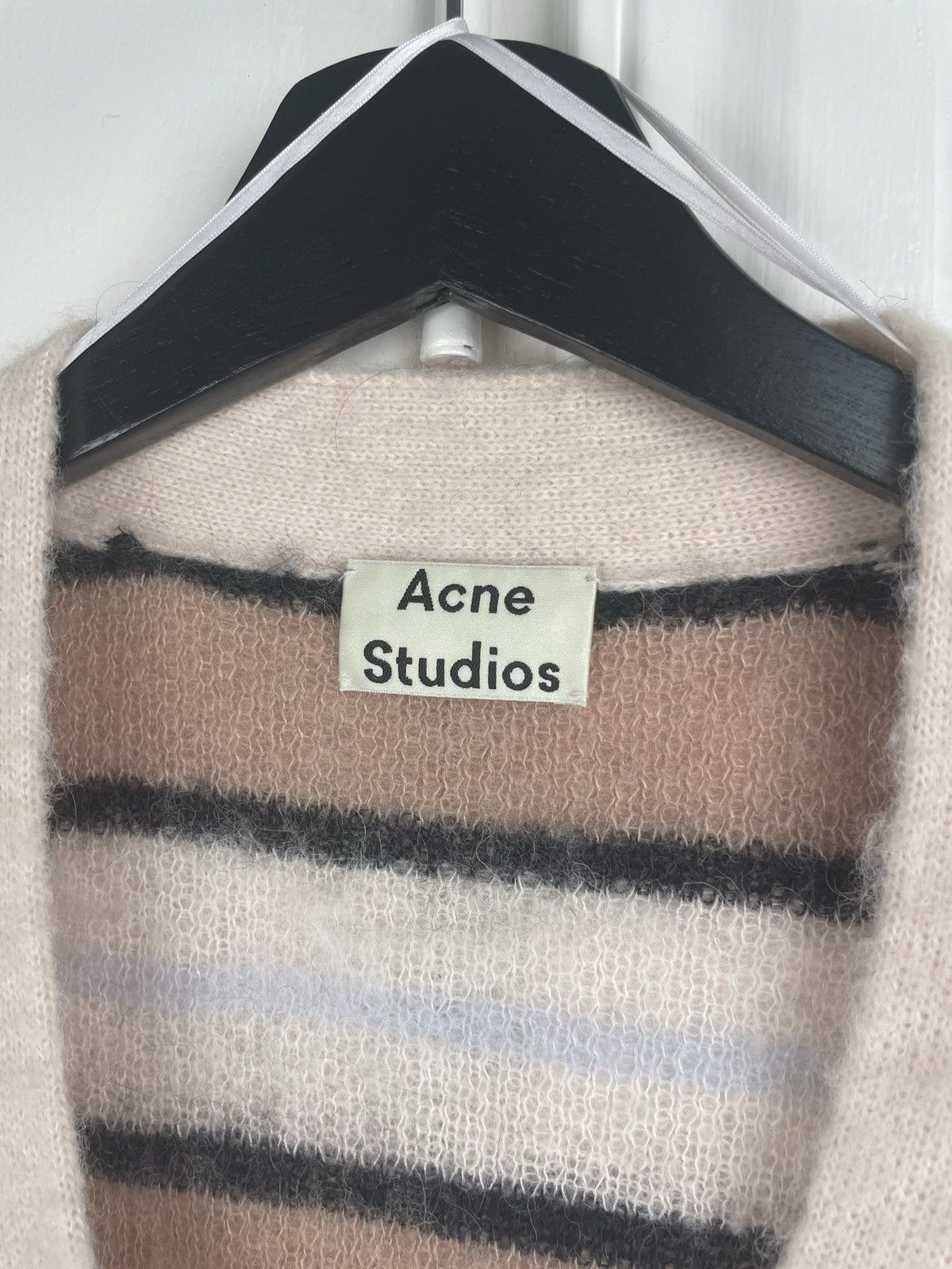 Acne Studios × Designer Acne Studios Keda fluffy Alpaca cardigan sweater striped Size S / US 4 / IT 40 - 7 Thumbnail