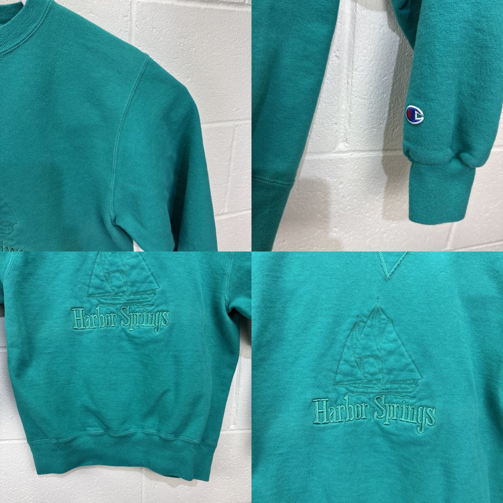 Champion VINTAGE Champion Sweatshirt Main Selling Point: Harbor Springs Michigan Green Teal Embroidered 90s Sweatshirt Men L Crew Neck Pullover All Seasons Size US L / EU 52-54 / 3 - 8 Thumbnail