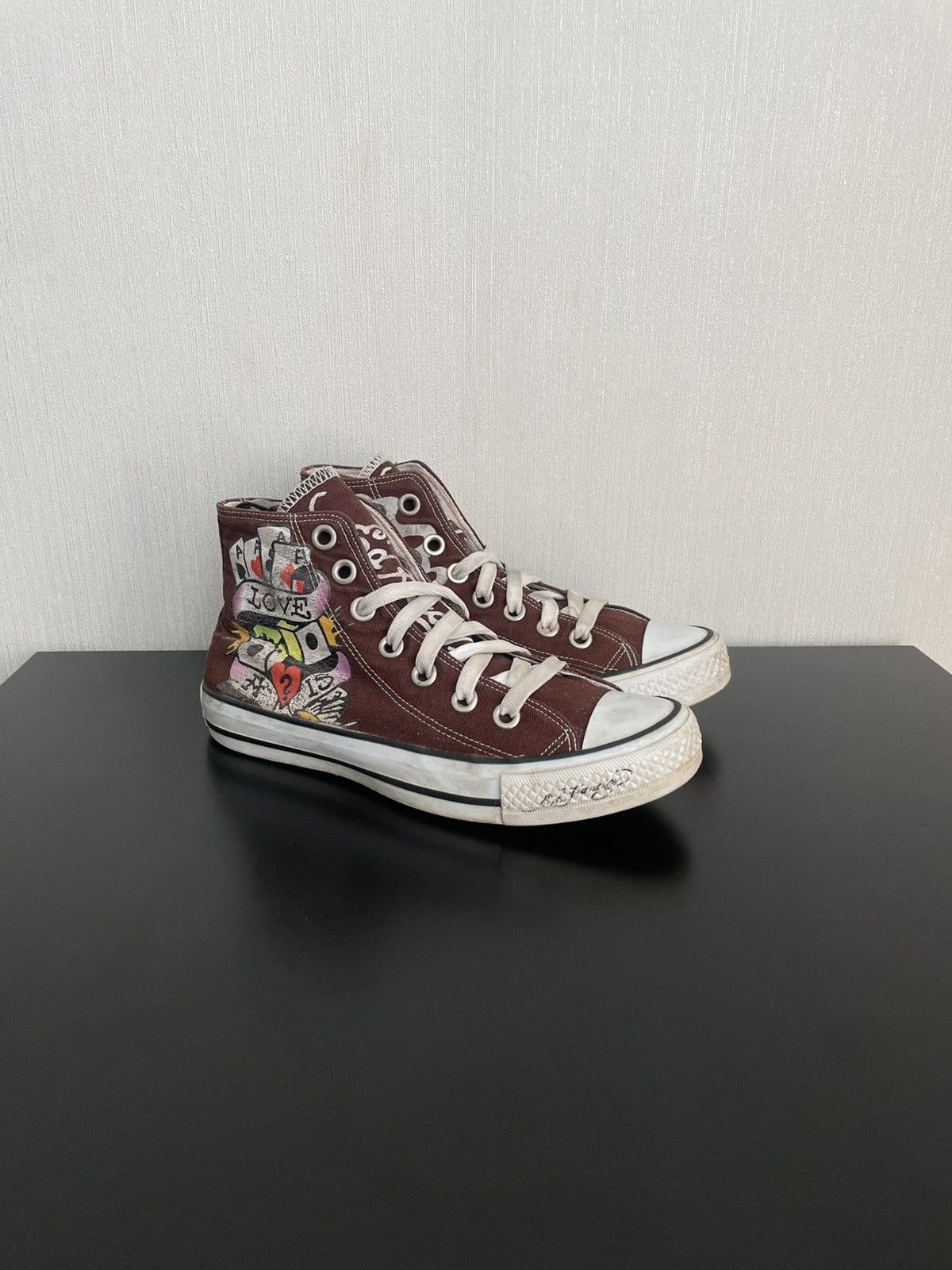 Ed Hardy Vintage Ed Hardy X Converse Hi Top Sneakers Made in USA Y2k Size US 6.5 / IT 36.5 - 10 Thumbnail