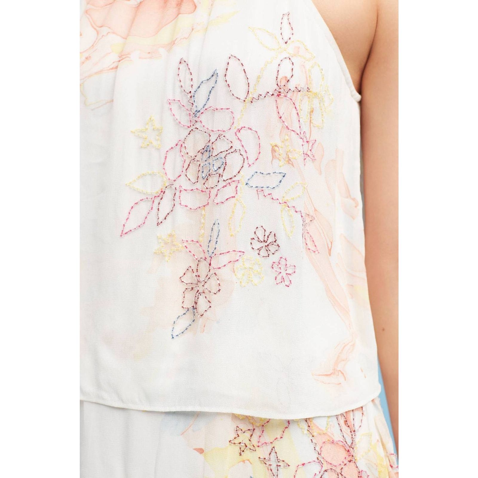Anthropologie New Anthropologie Tiered & Beaded Floral Dress $268 Size XS / US 0-2 / IT 36-38 - 3 Thumbnail