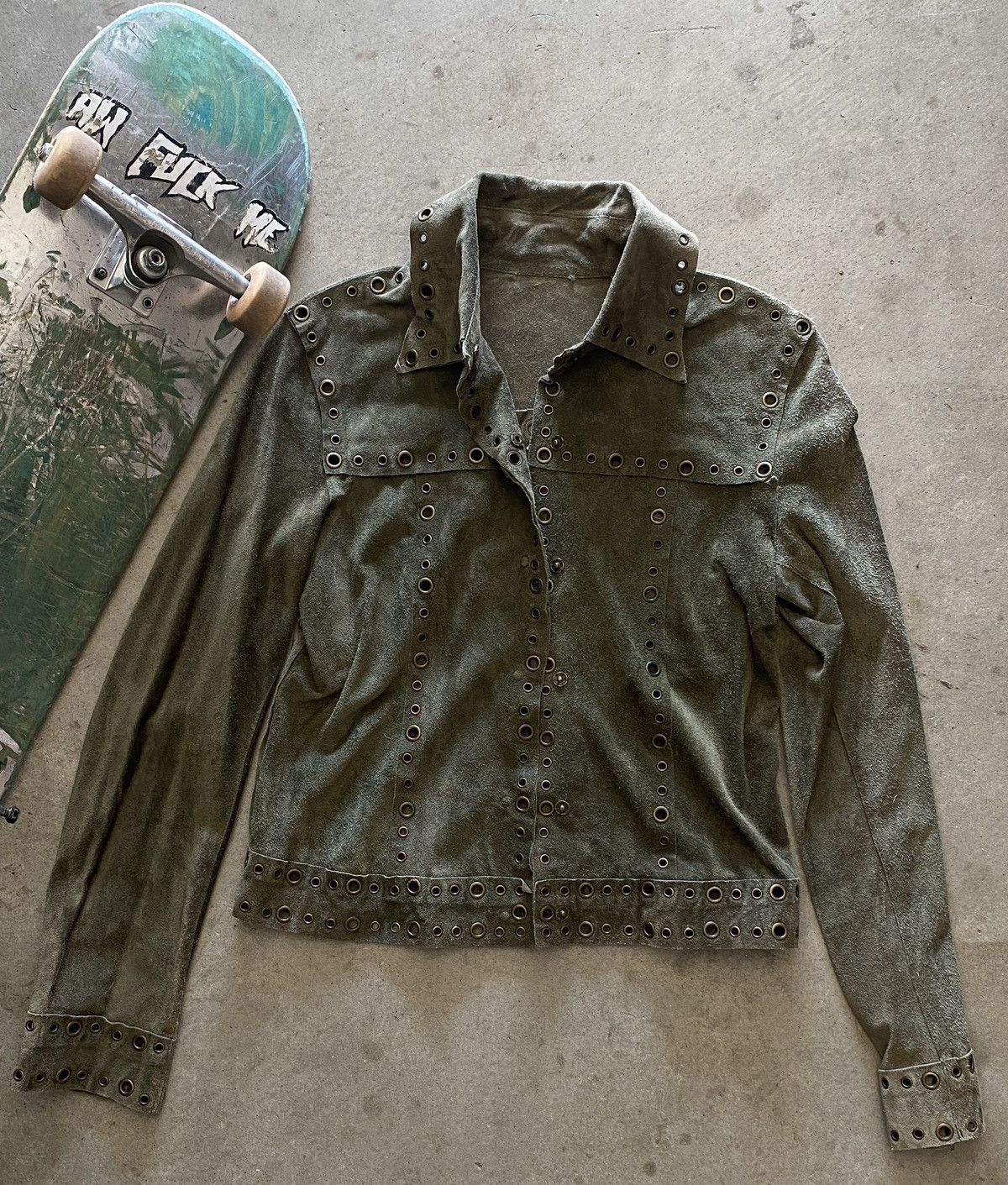 Vintage Japanese Style Grommet Suede Jacket Grailed