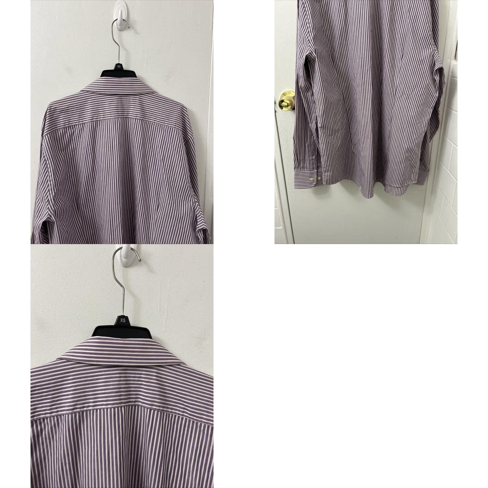 Express VINTAGE? No. Express Dress Shirt Mens XL Purple White Striped Extra Slim Button Up Long Sleeve Size US XL / EU 56 / 4 - 8 Thumbnail