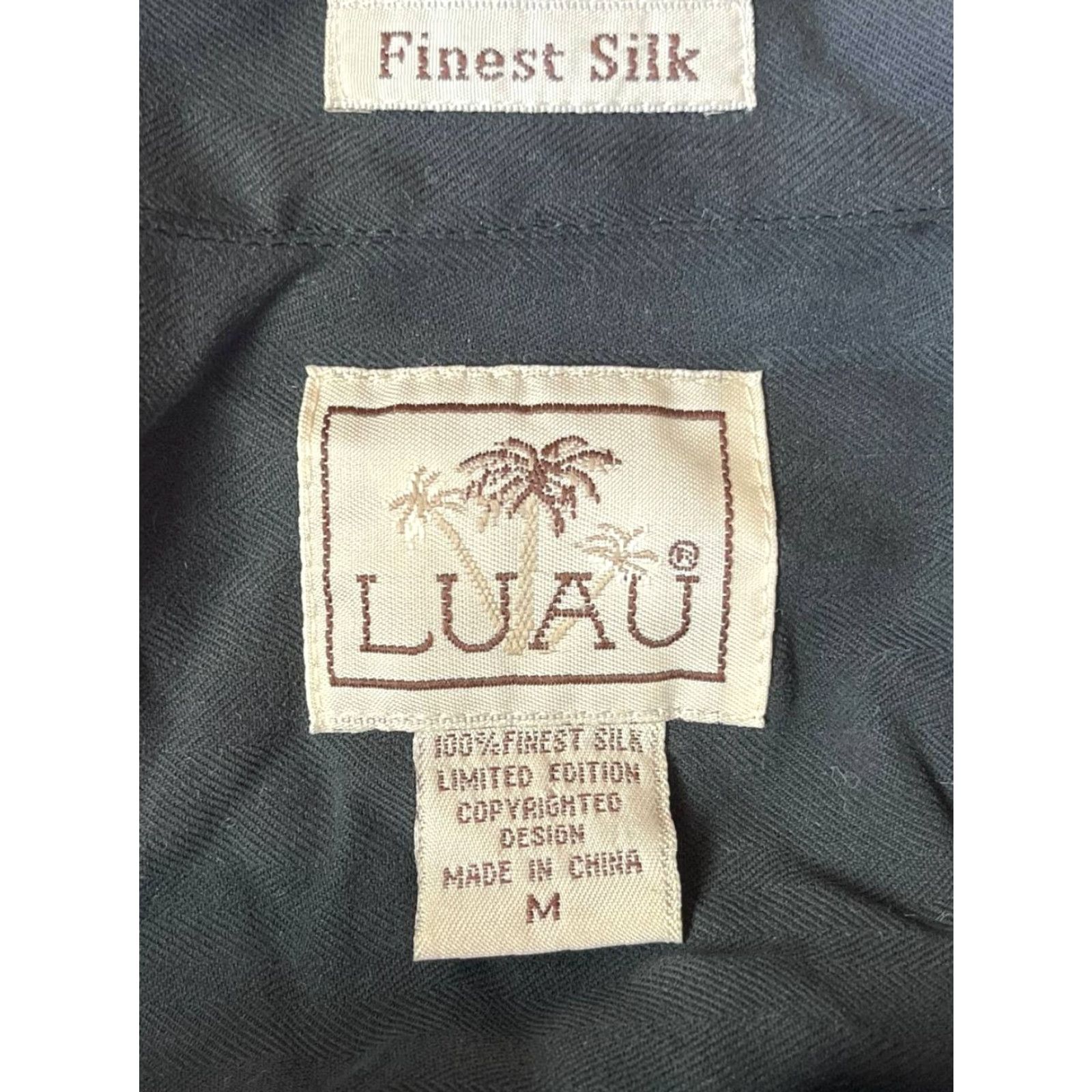 Vintage Luau Silk Shirt Mens M Washed Black Short Sleeve Button-Up Collared Embroidered Hawaiian Cuban Martini Pattern Vintage Size US M / EU 48-50 / 2 - 5 Thumbnail