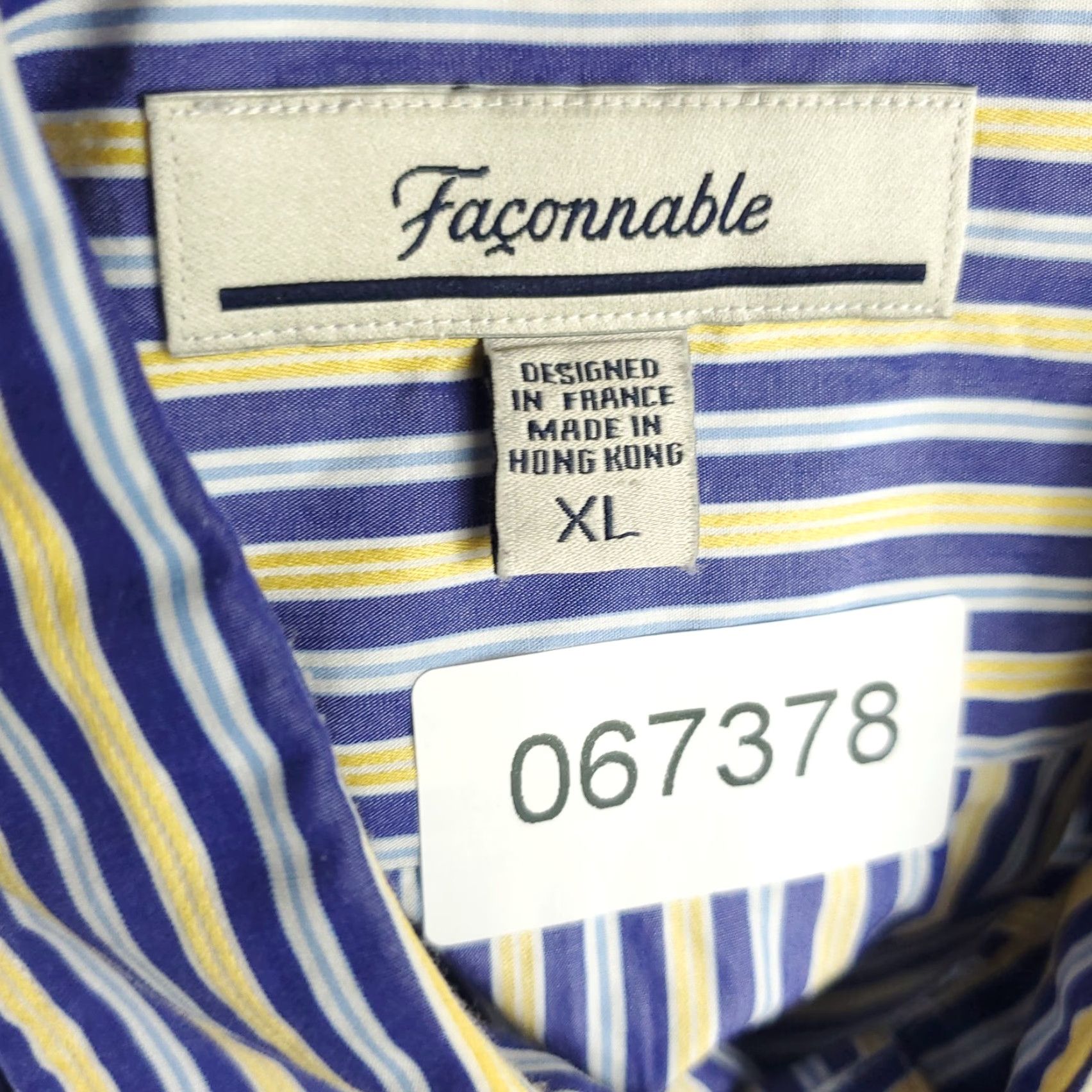 Faconnable Façonnable Shirt Mens XL Blue Striped Button-Up Short Sleeve - Casual, Button-Down, Collared, Cotton, Woven, Regular Fit Size US XL / EU 56 / 4 - 6 Thumbnail