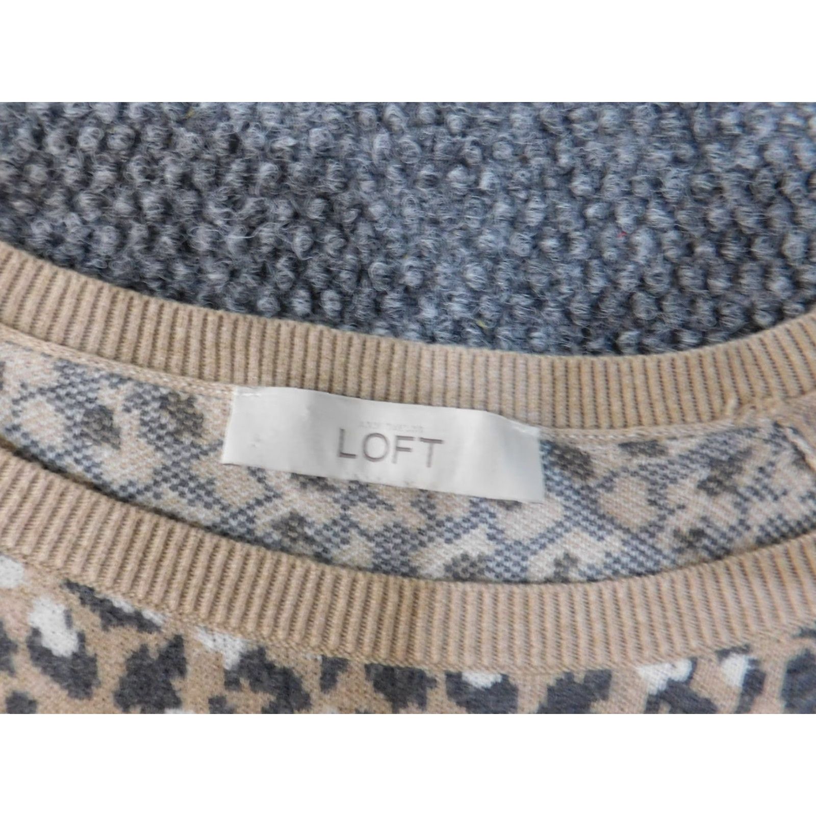 Loft LOFT Beige Geometric Knit Crewneck Pullover Sweat Shirt? Size M / US 6-8 / IT 42-44 - 6 Thumbnail