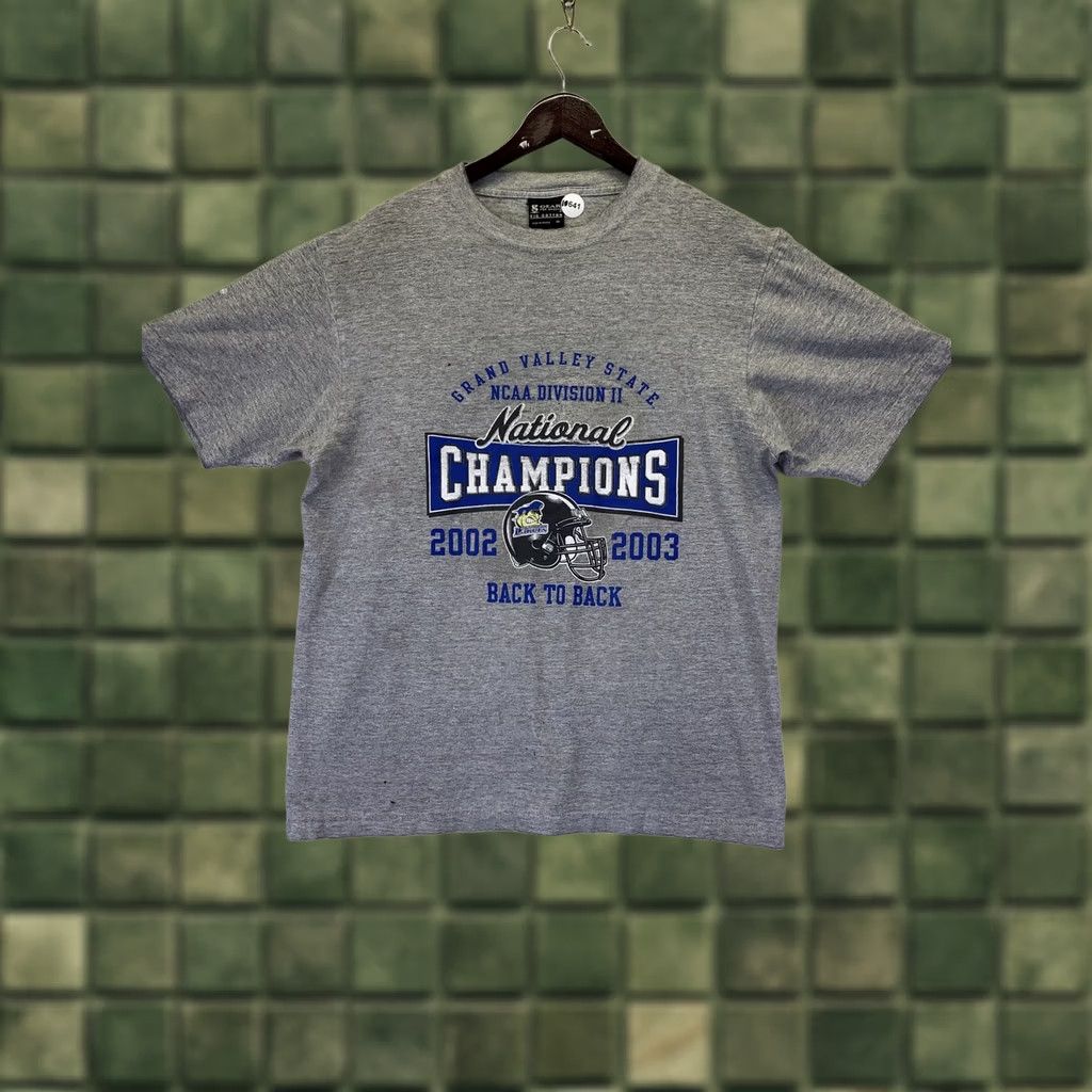 Vintage VINTAGE Gear For Sports T-Shirt Men Short Sleeve Crew Neck Gray 2003 Y2K Grand Valley State National Champions Cotton Blend Shirt Size US M / EU 48-50 / 2 - 1 Thumbnail
