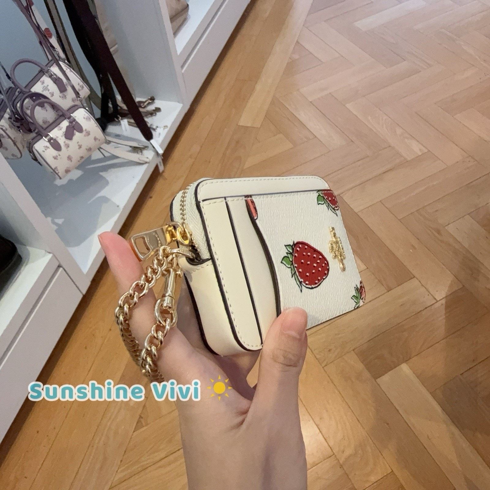 Coach NWT Coach Zip Card Case With Strawberry Chalk Multi Car32 Size ONE SIZE - 3 Thumbnail