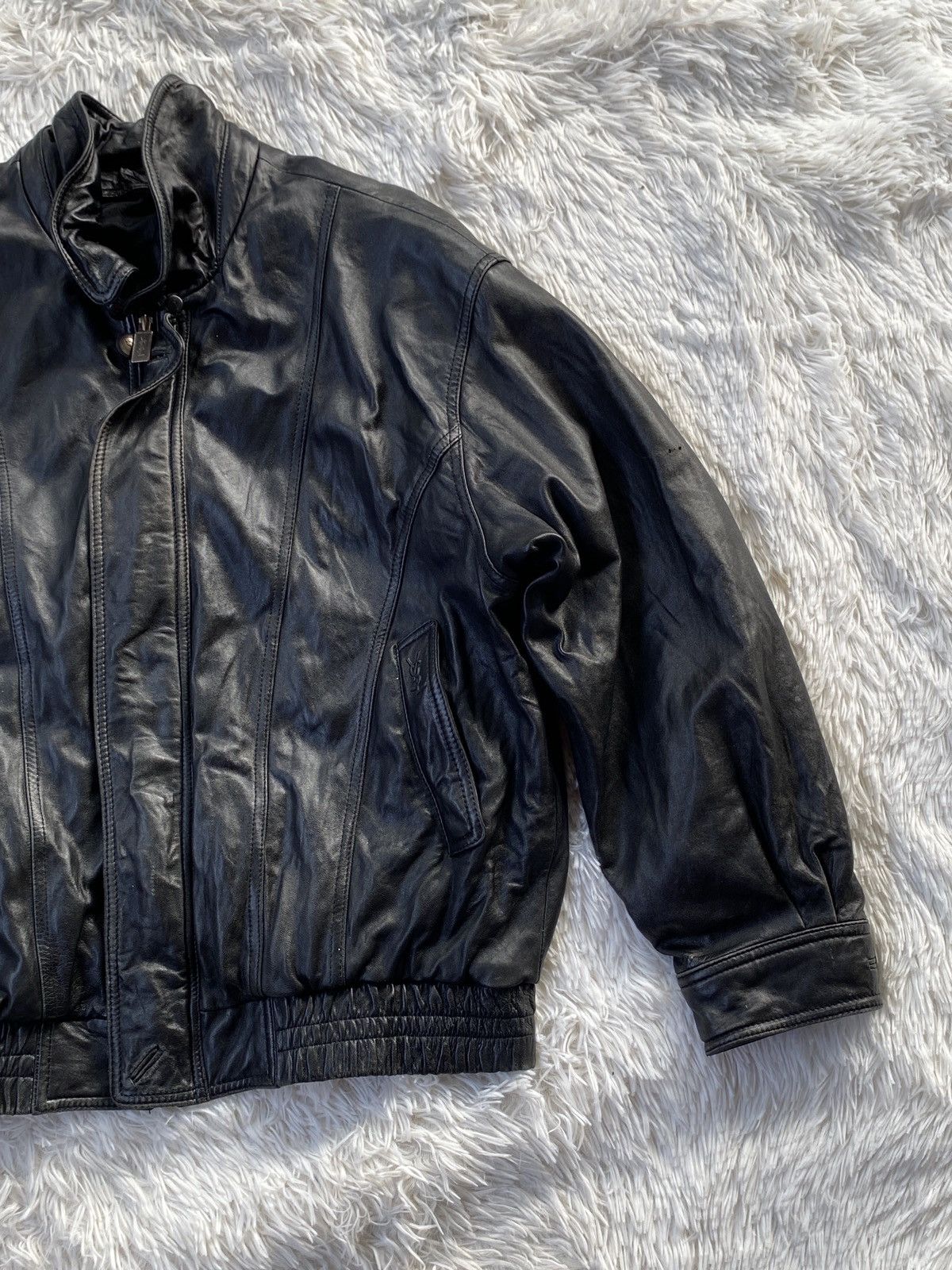 Yves Saint Laurent Vintage YvesSaintLaurent Black Sheepskin Leather zip up Size US L / EU 52-54 / 3 - 4 Thumbnail