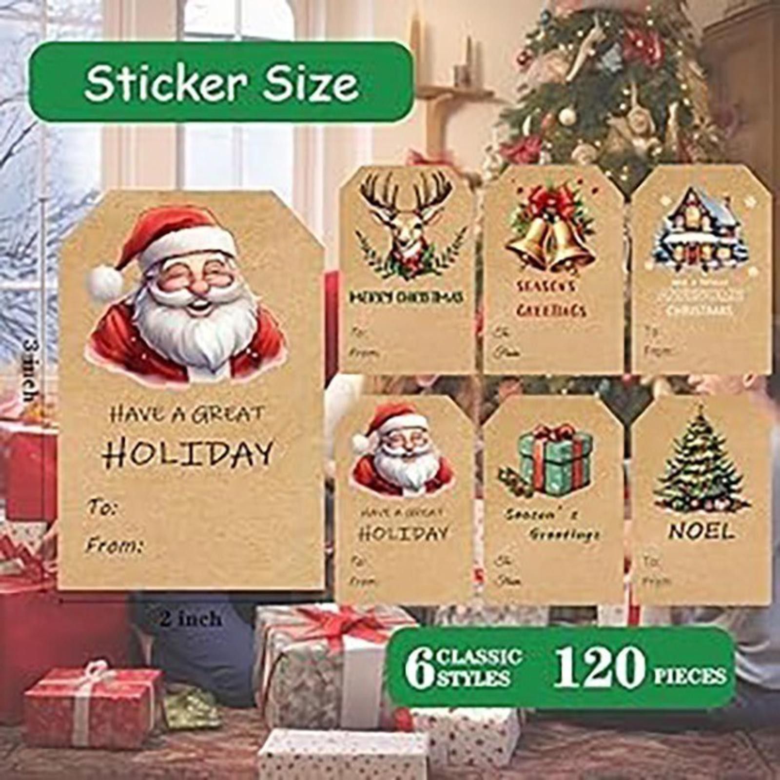 The Unbranded Brand Christmas Sticker Tags Self Adhesive Set of 120 Large 2"x3" Size ONE SIZE - 4 Thumbnail
