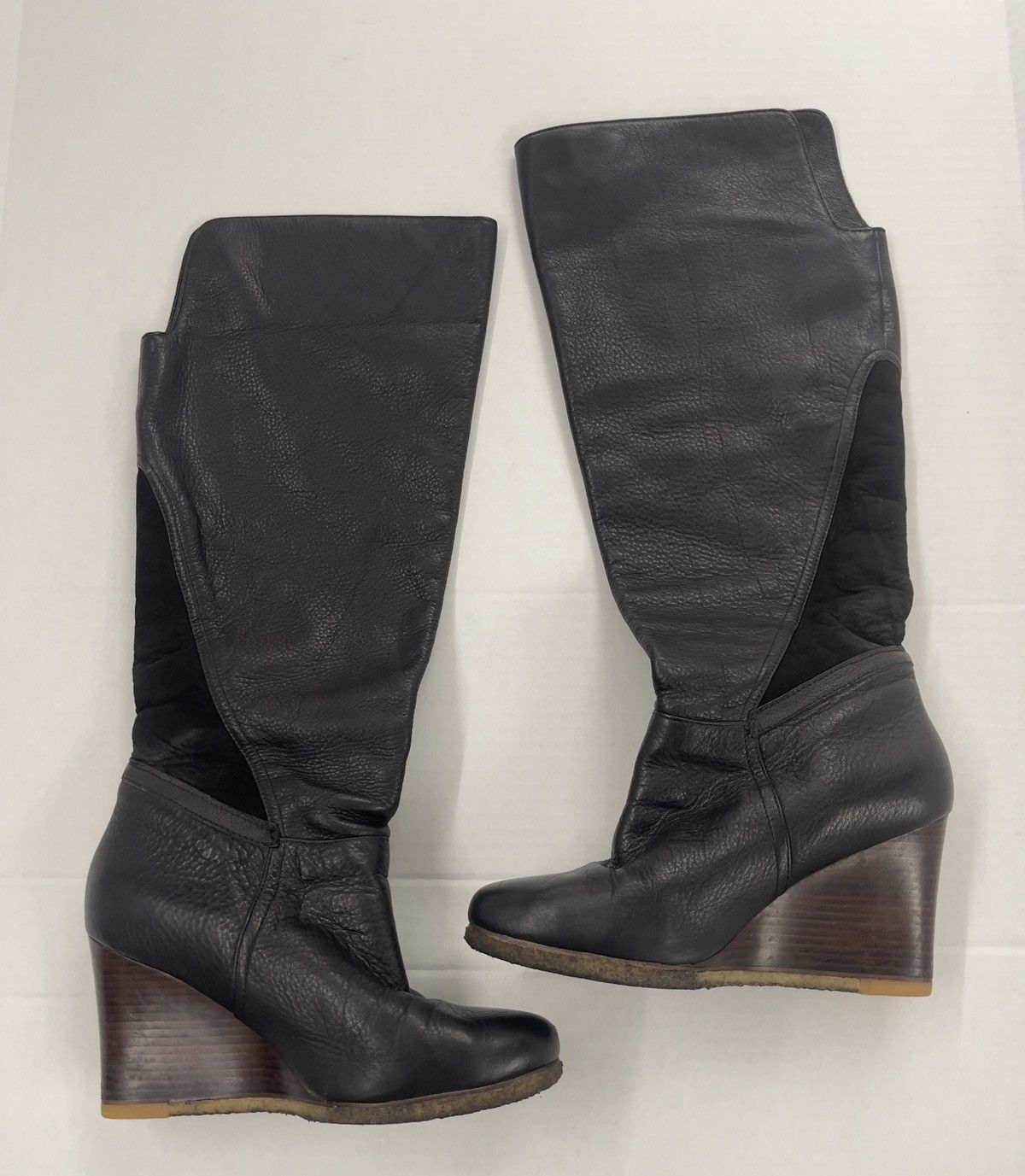 Ugg UGG Australia Black Sheepskin Leather Knee High Wedge Boots Size US 9 / IT 39 - 3 Thumbnail