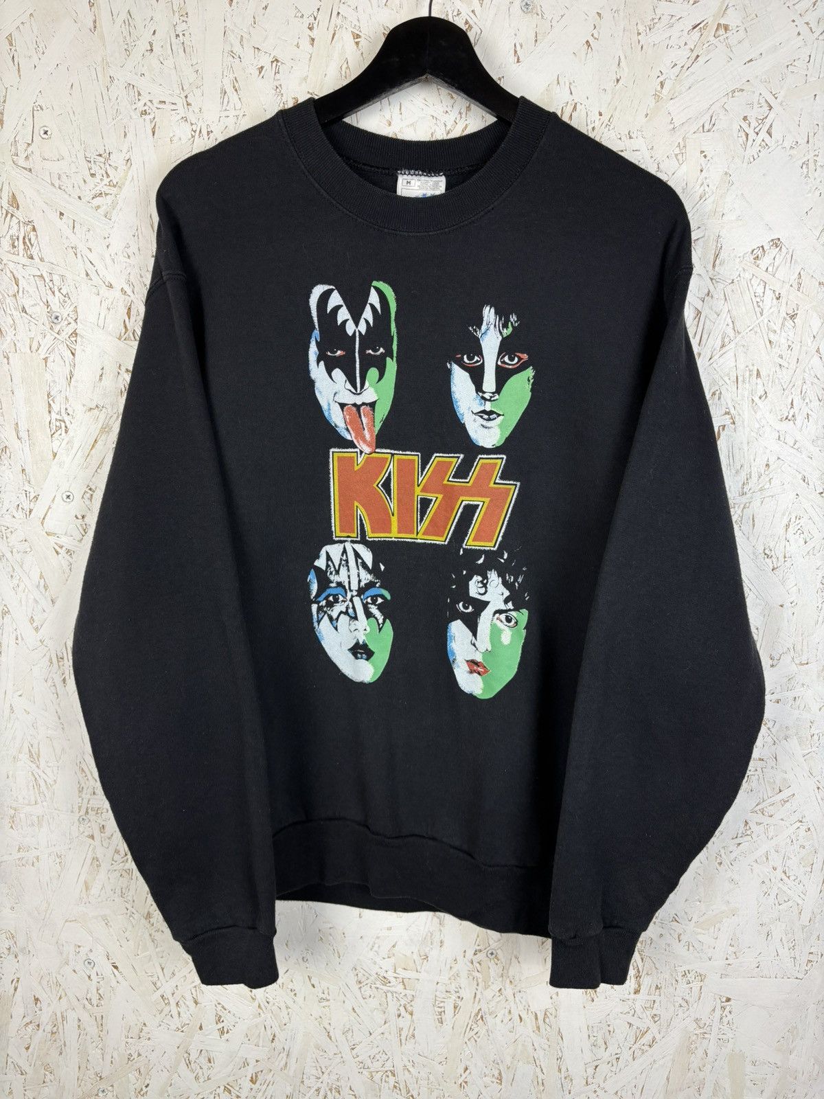 90s Vintage Kiss Band Bootleg Screen Stars Sweatshirt Black