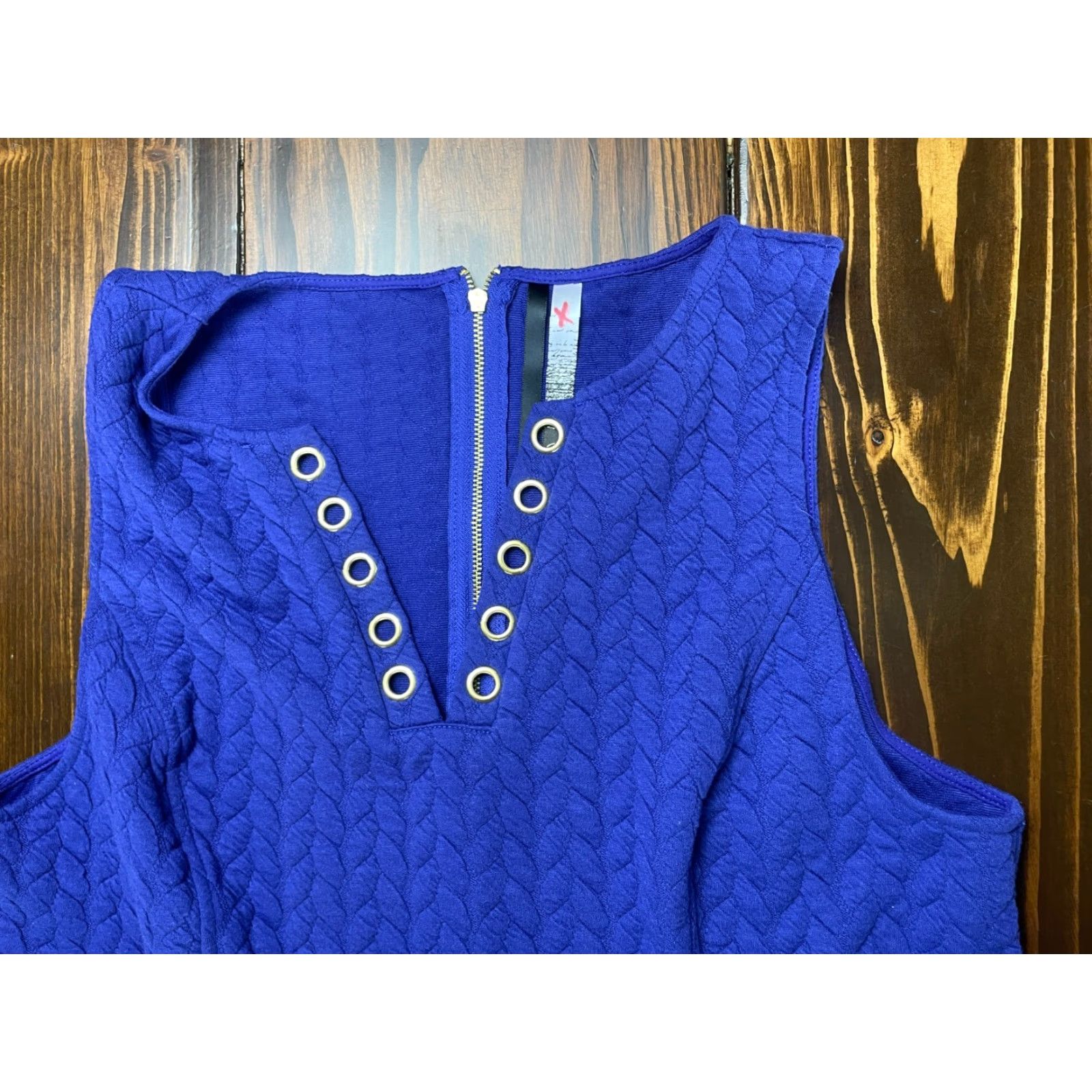 Vintage Kensie Girl Dress Women's XL Purple Blue Braided Texture Above Knee Eyelets Shirt? Size XL / US 12-14 / IT 48-50 - 3 Thumbnail
