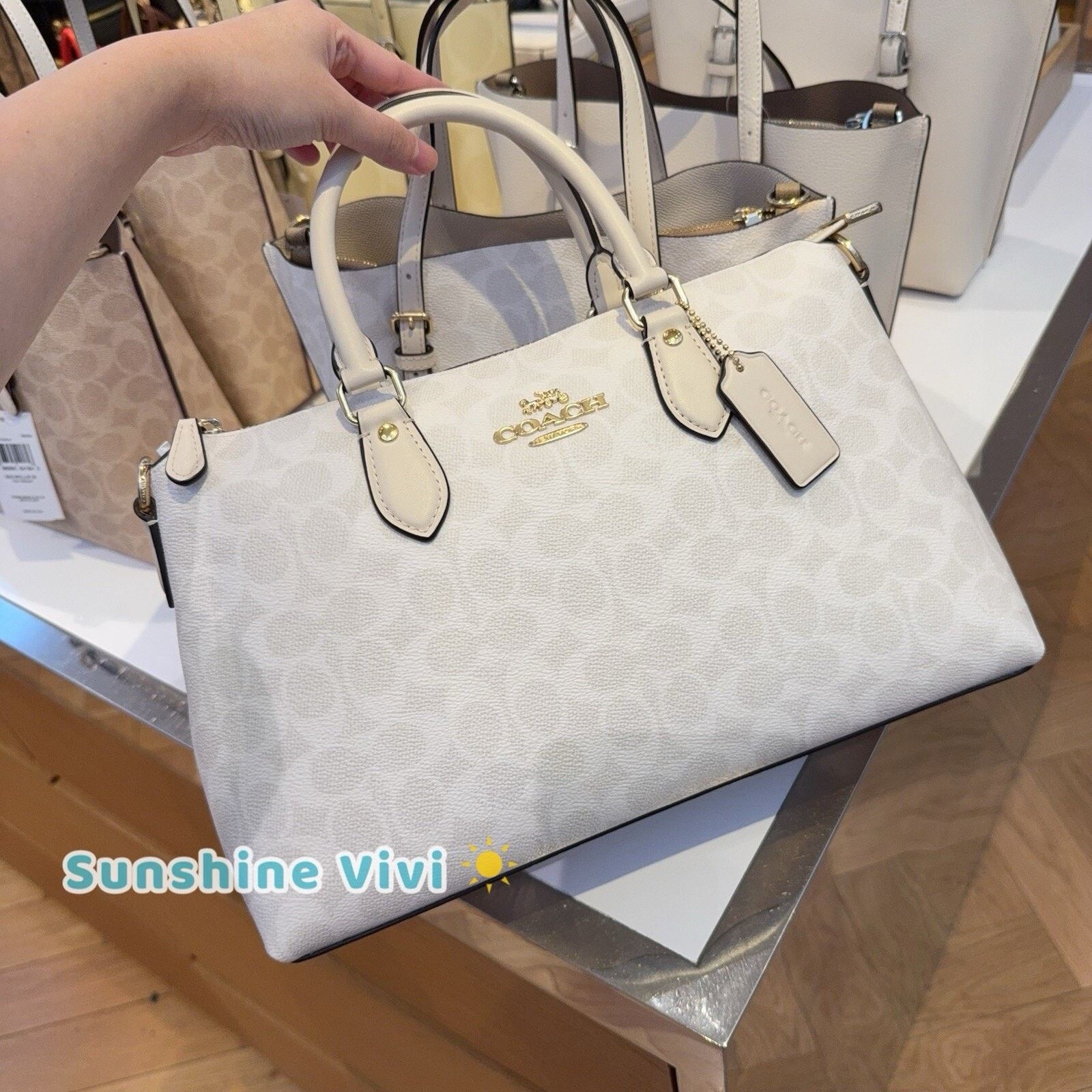 NWT Coach Georgia Satchel Bag CW422 Gold/White /Chalk