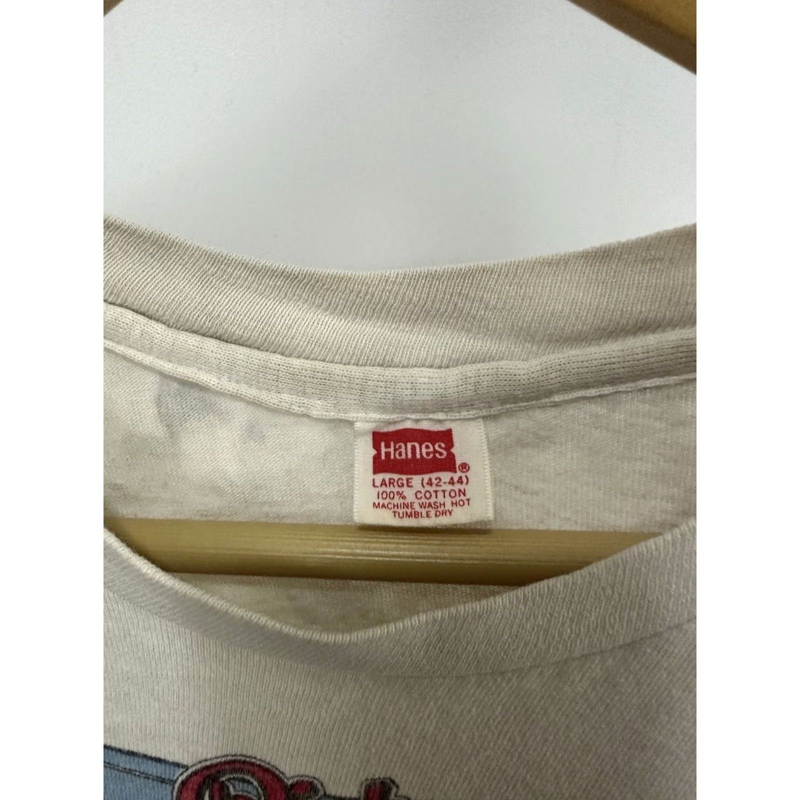 Hanes VINTAGE 70s Rick Derringer All American Boy Band Concert Tee Hanes T-Shirt Cream Size L Mens Size US L / EU 52-54 / 3 - 3 Thumbnail