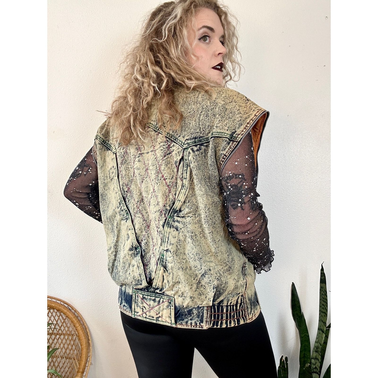 Vintage 80’s Acid Wash & Leather Convertible Moto Jacket Size US M / EU 48-50 / 2 - 6 Thumbnail