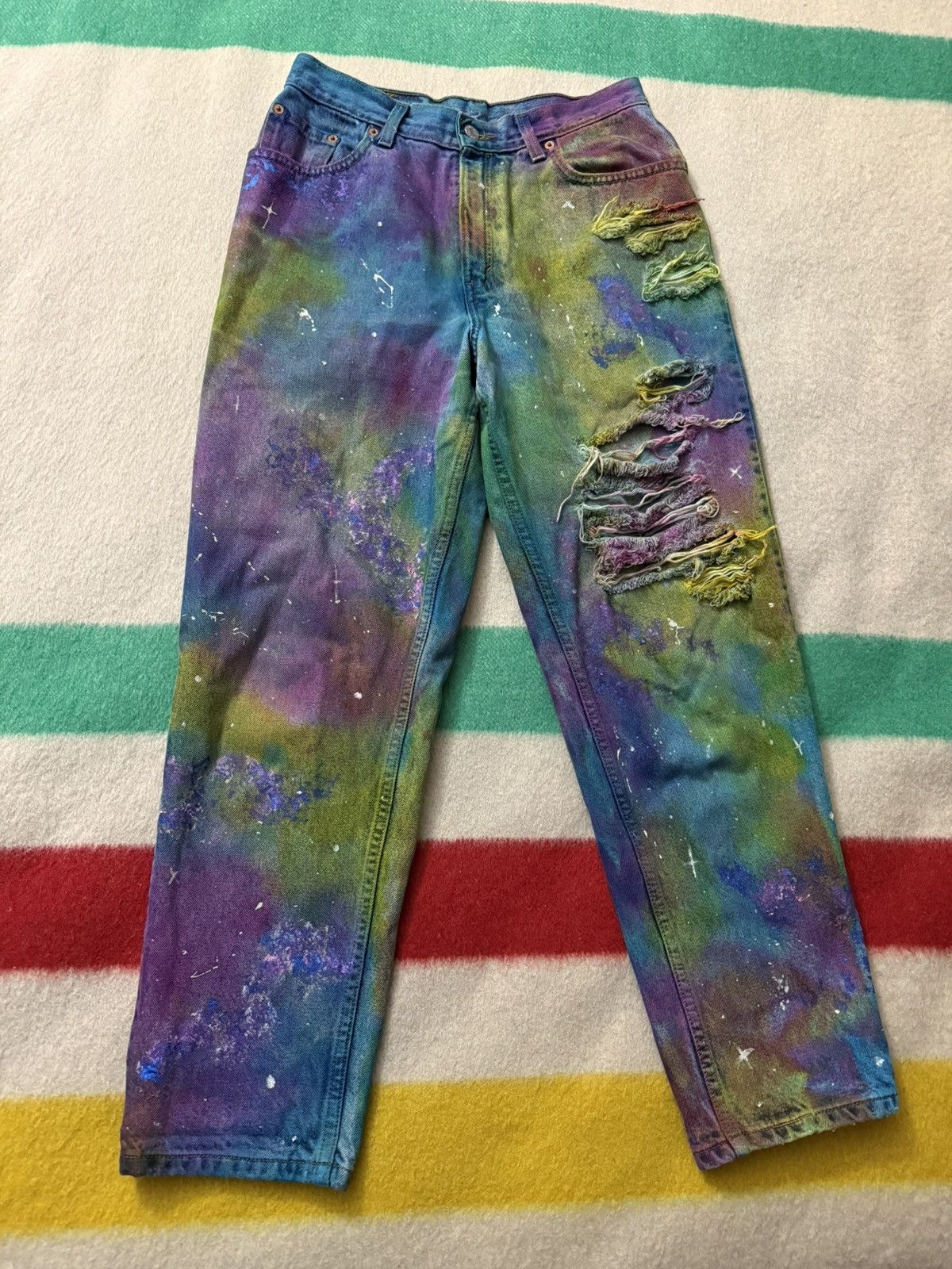 (SOUND)+(VISION) × Levi's × Levi's Vintage Clothing Vintage 90s Tie Dye Paint Splatter 550 Levi’s Jeans 28x28 Size US 28 / EU 44 - 1 Thumbnail
