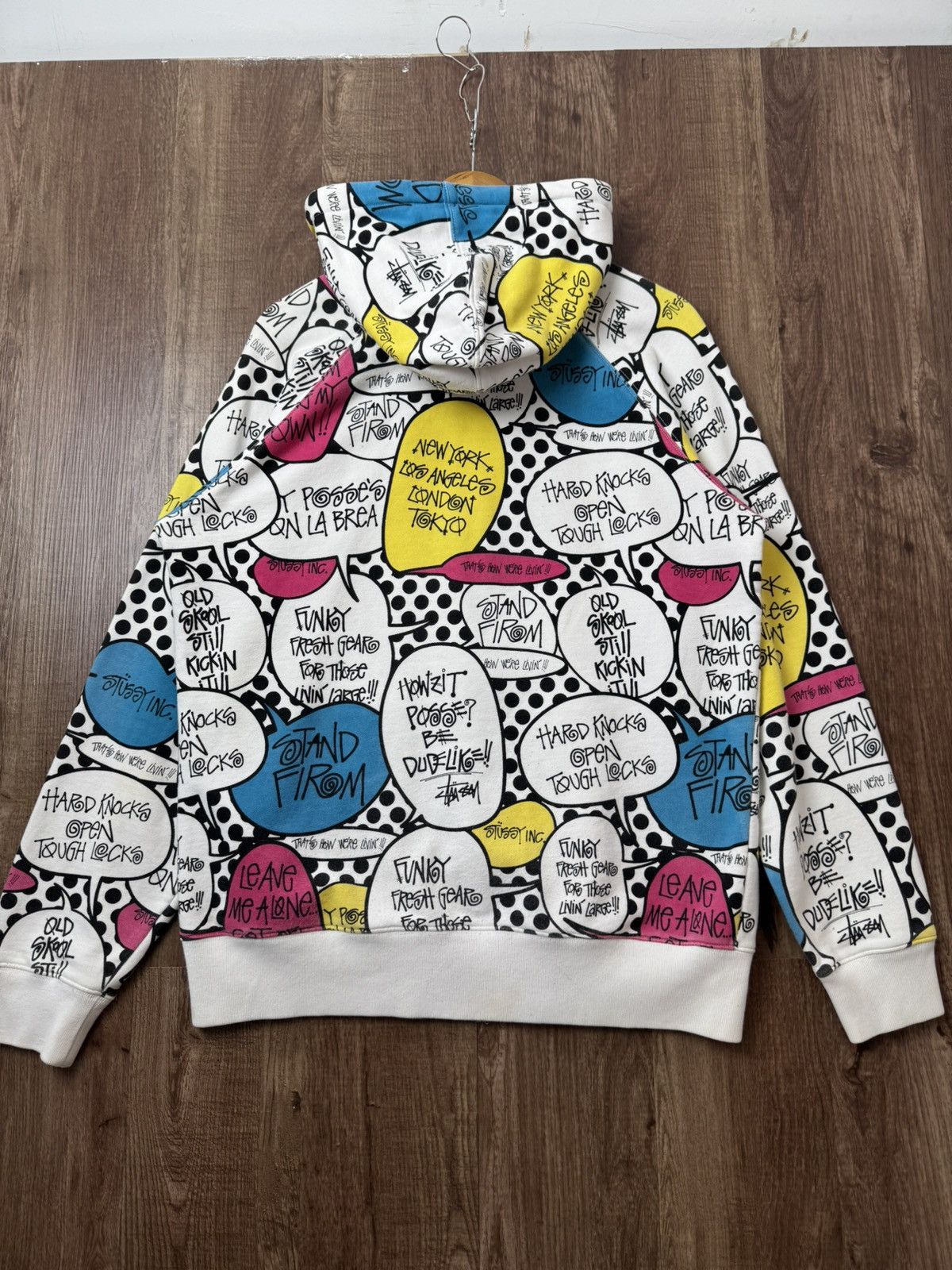 Stussy VINTAGE STUSSY SPEECH BUBBLE STAND FIRM FULL PRINT hoodie Size US XL / EU 56 / 4 - 3 Thumbnail