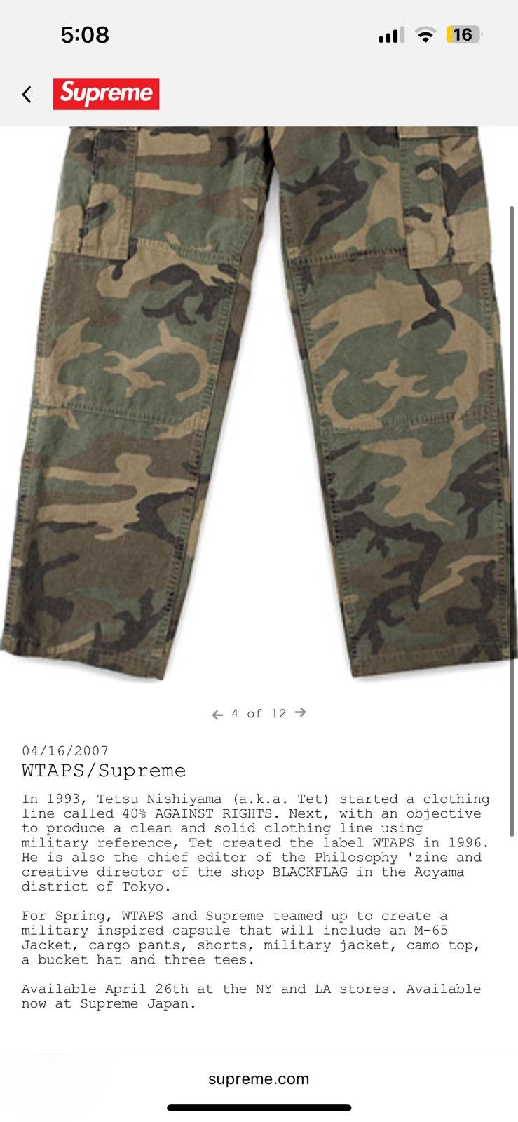 Supreme × Wtaps Supreme x wtaps SS07 cargo pants Size US 32 / EU 48 - 9 Thumbnail