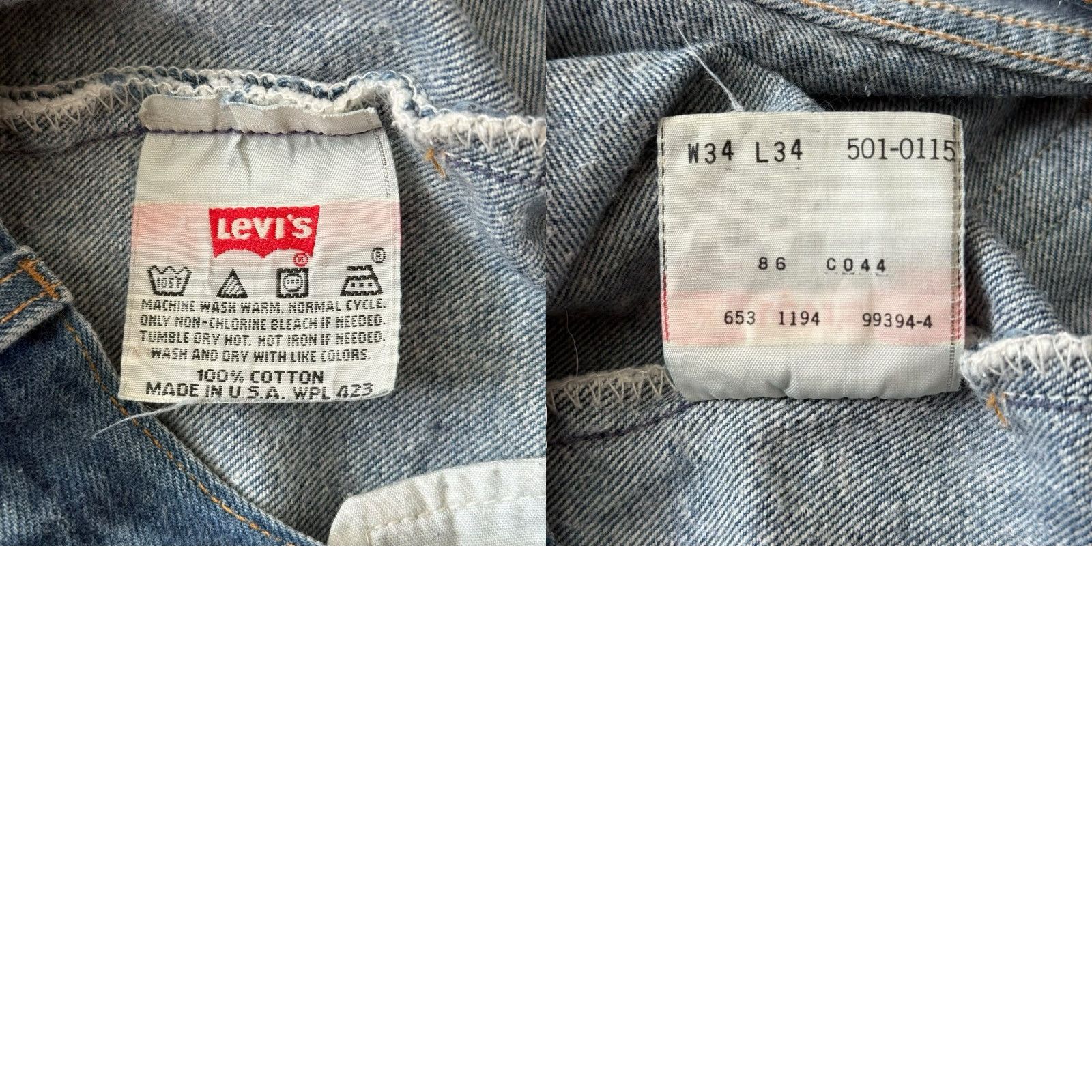 Levi's VINTAGE Levi's 501 Jeans Blue Denim 34x34 Men USA Butter Fly Open Straight Mid Rise Button 5-Pocket Regular XS? Size US 34 / EU 50 - 9 Thumbnail