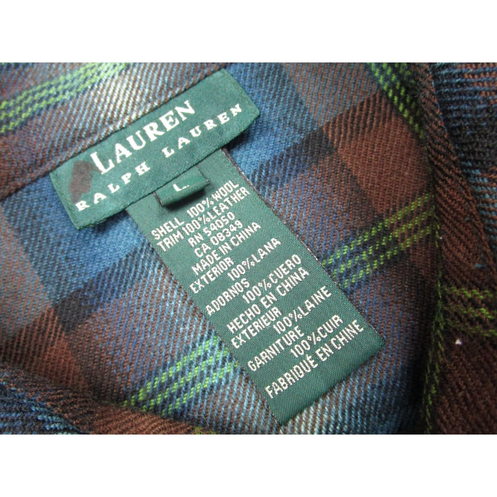 Ralph Lauren Ralph Lauren Jacket Mens L Blue Wool Plaid Flannel Elbow Patch Zip Shacket Size US L / EU 52-54 / 3 - 6 Thumbnail
