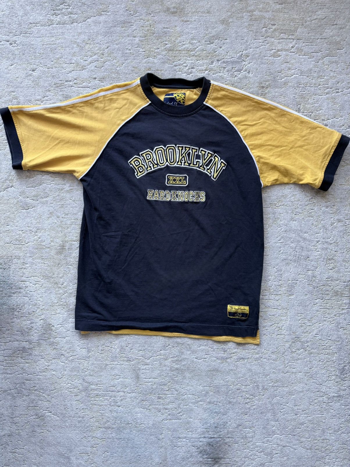 Other Y2K School of Hard Knocks Navy & Yellow Skater Brooklyn Tee Size US XL / EU 56 / 4 - 4 Thumbnail
