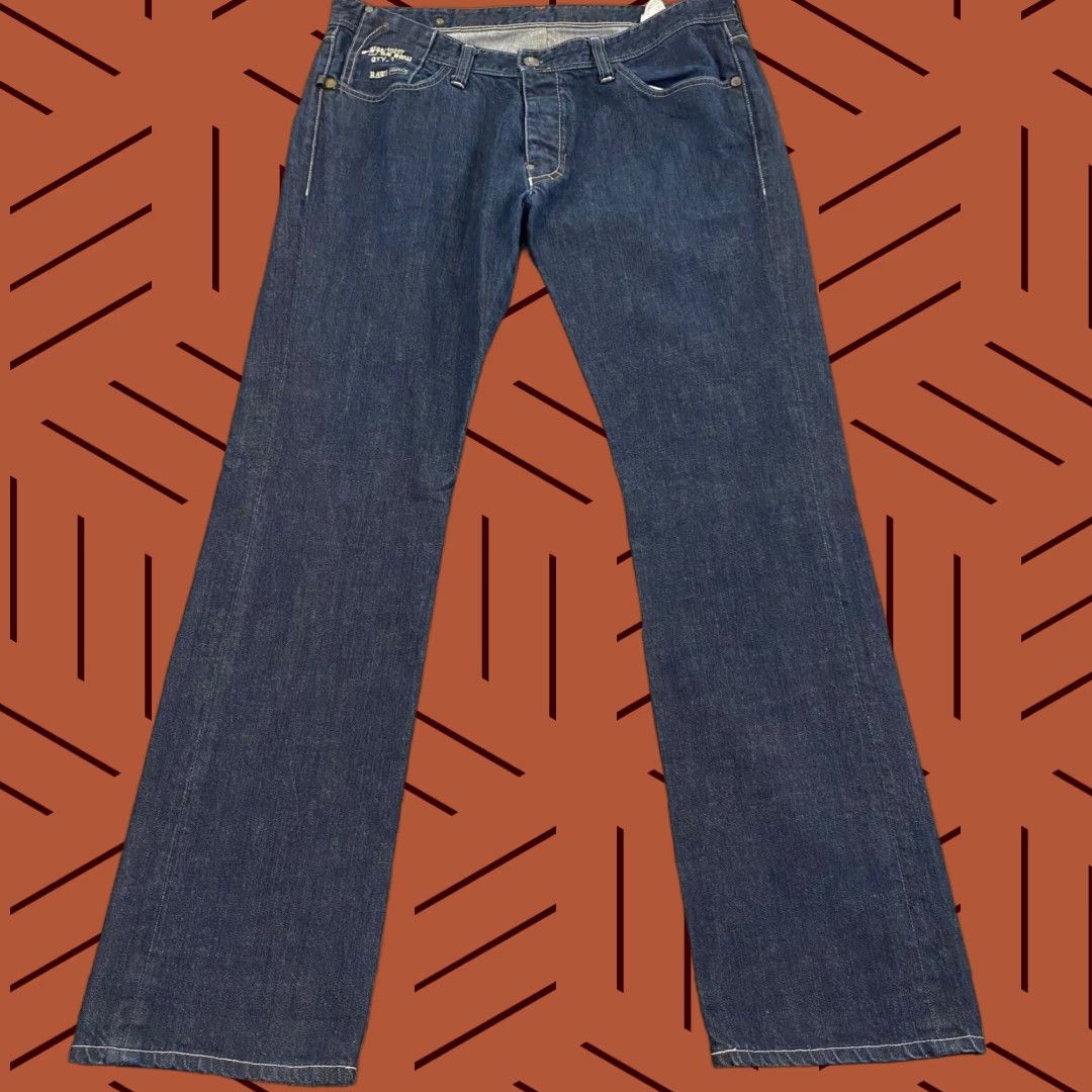 G-Star G-STAR Reese Classic Jeans Mens 38x34 Straight Blue Dark Wash Denim Button Fly Size US 38 / EU 54 - 1 Thumbnail