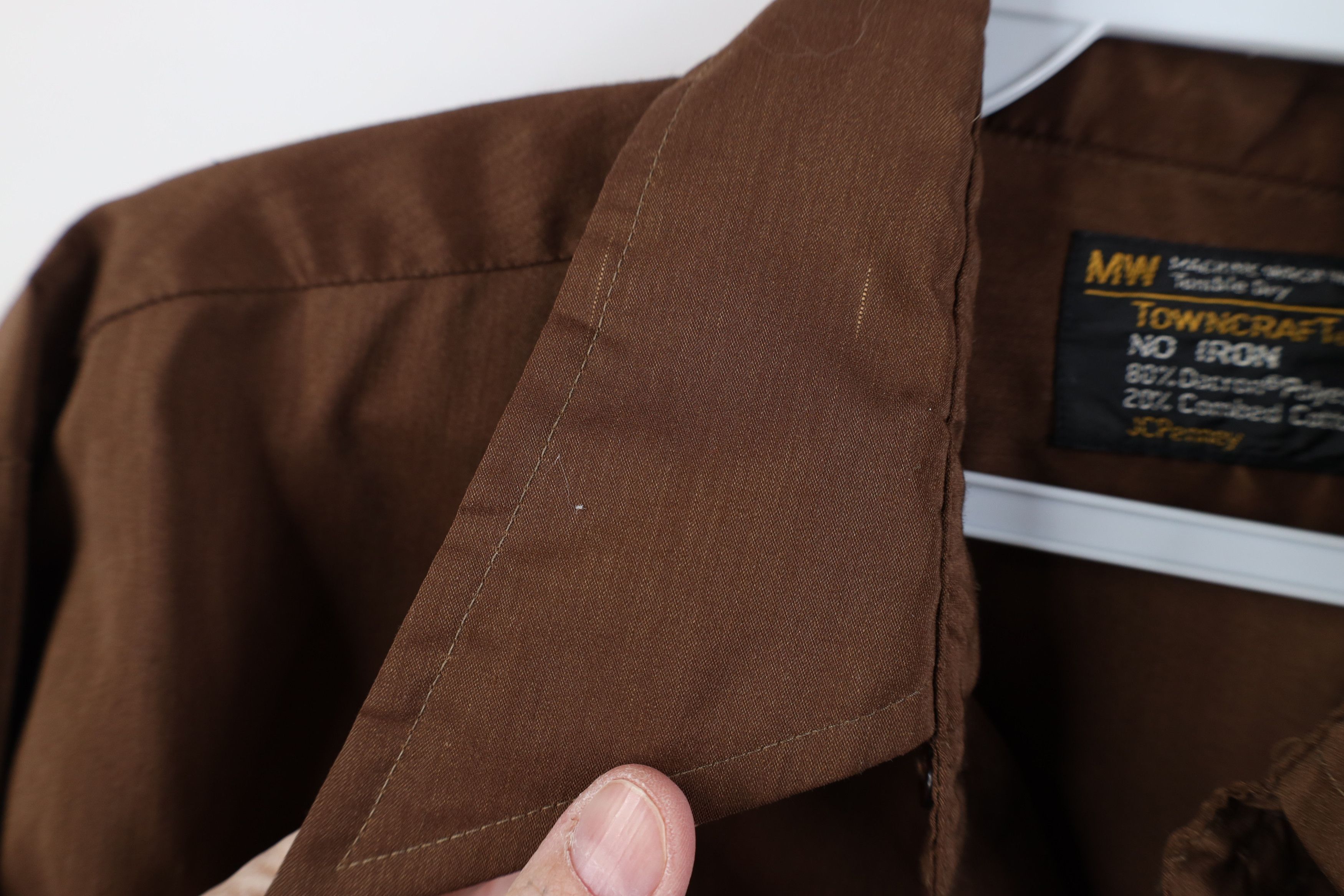 Vintage Vintage 70s Streetwear Thin Dagger Collar Button Shirt Brown Size US L / EU 52-54 / 3 - 5 Thumbnail