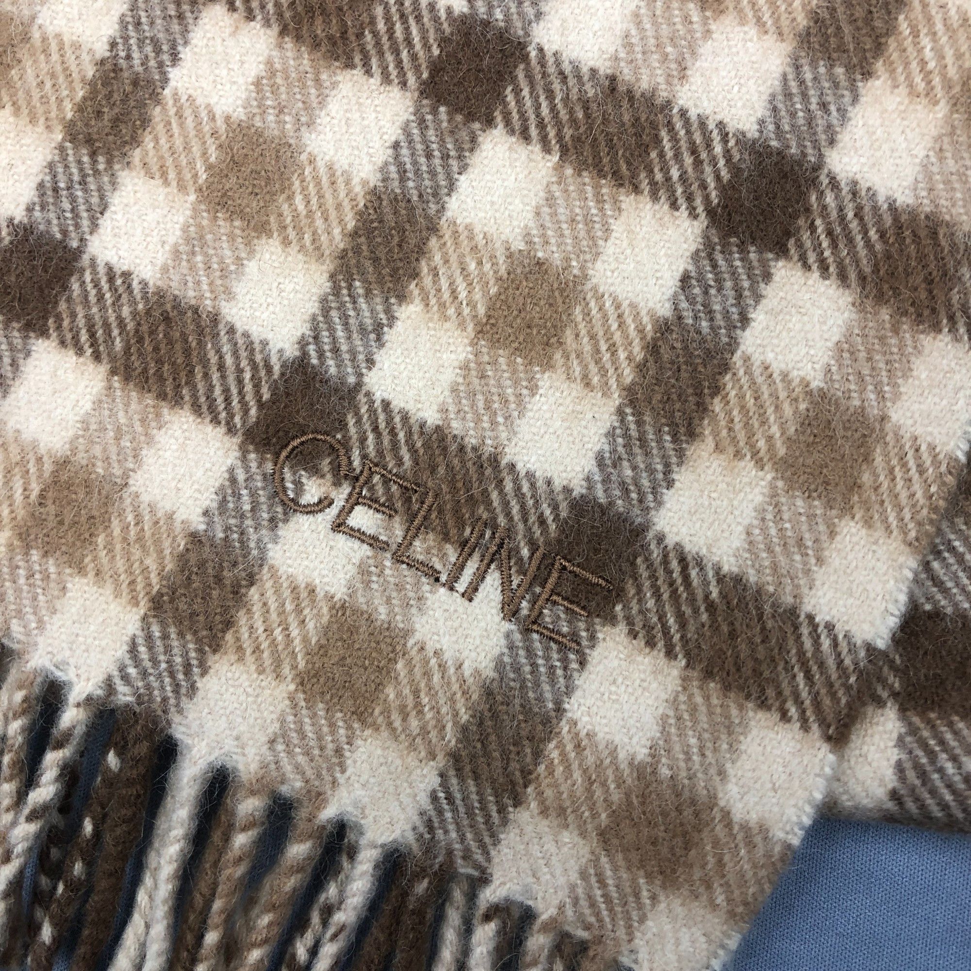 Celine Vintage Celine Scarf Muffler Wool Plaid Tartan Scarves Size ONE SIZE - 4 Thumbnail
