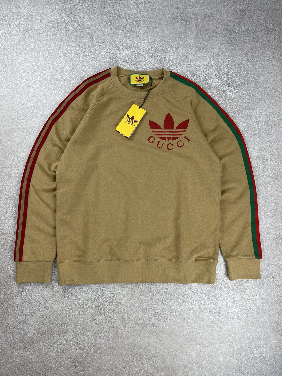 Adidas × Gucci Gucci x Adidas Cotton Sersey Sweatshirt Beige Size L Size US L / EU 52-54 / 3 - 2 Thumbnail