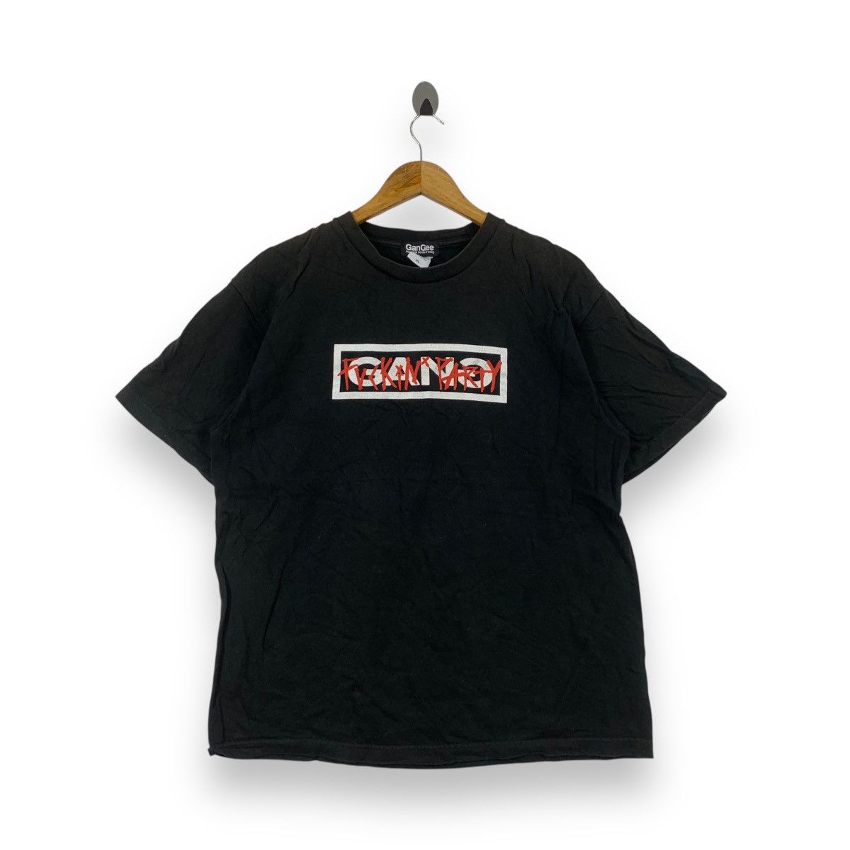 Vintage GANGEE FU**KIN PARTY Box Logo Great Sense Japan Tee Shirt Size US XL / EU 56 / 4 - 1 Thumbnail
