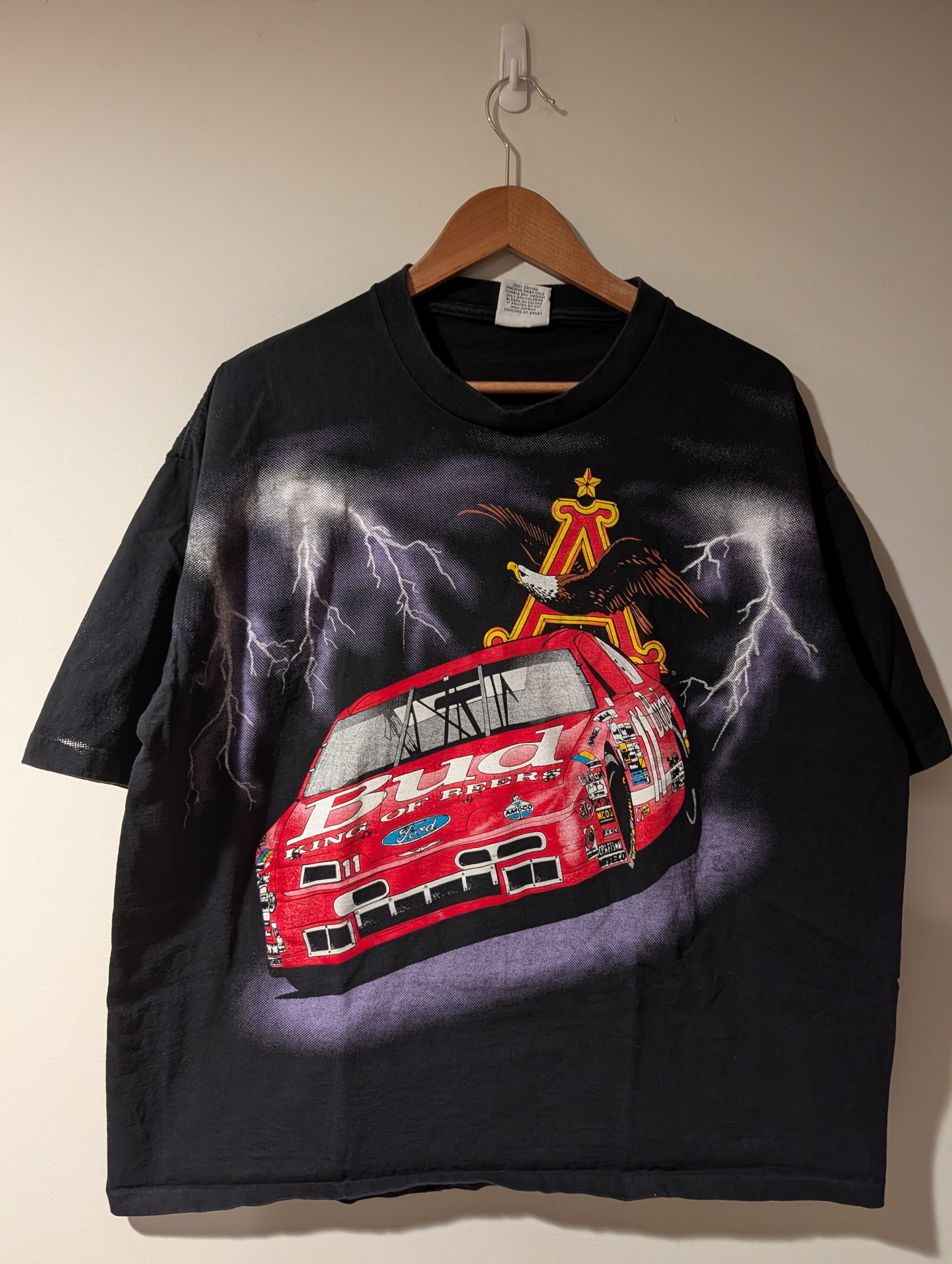 NASCAR Bill Elliott Budweiser NASCAR Lightning Double Sided T-Shirt Size US XXL / EU 58 / 5 - 1 Thumbnail