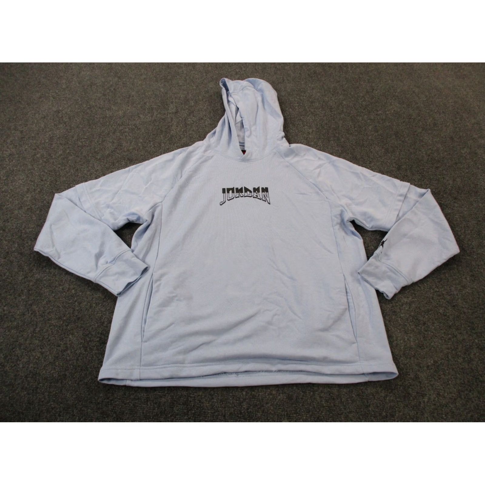 Jordan Brand JORDAN Hoodie Mens L Jumpman Logo Gravitys Worst Nightmare Basketball Sweatshirt Blue Pullover Hooded Pockets Thermal Knit Sports Pattern Solid Size US L / EU 52-54 / 3 - 3 Thumbnail